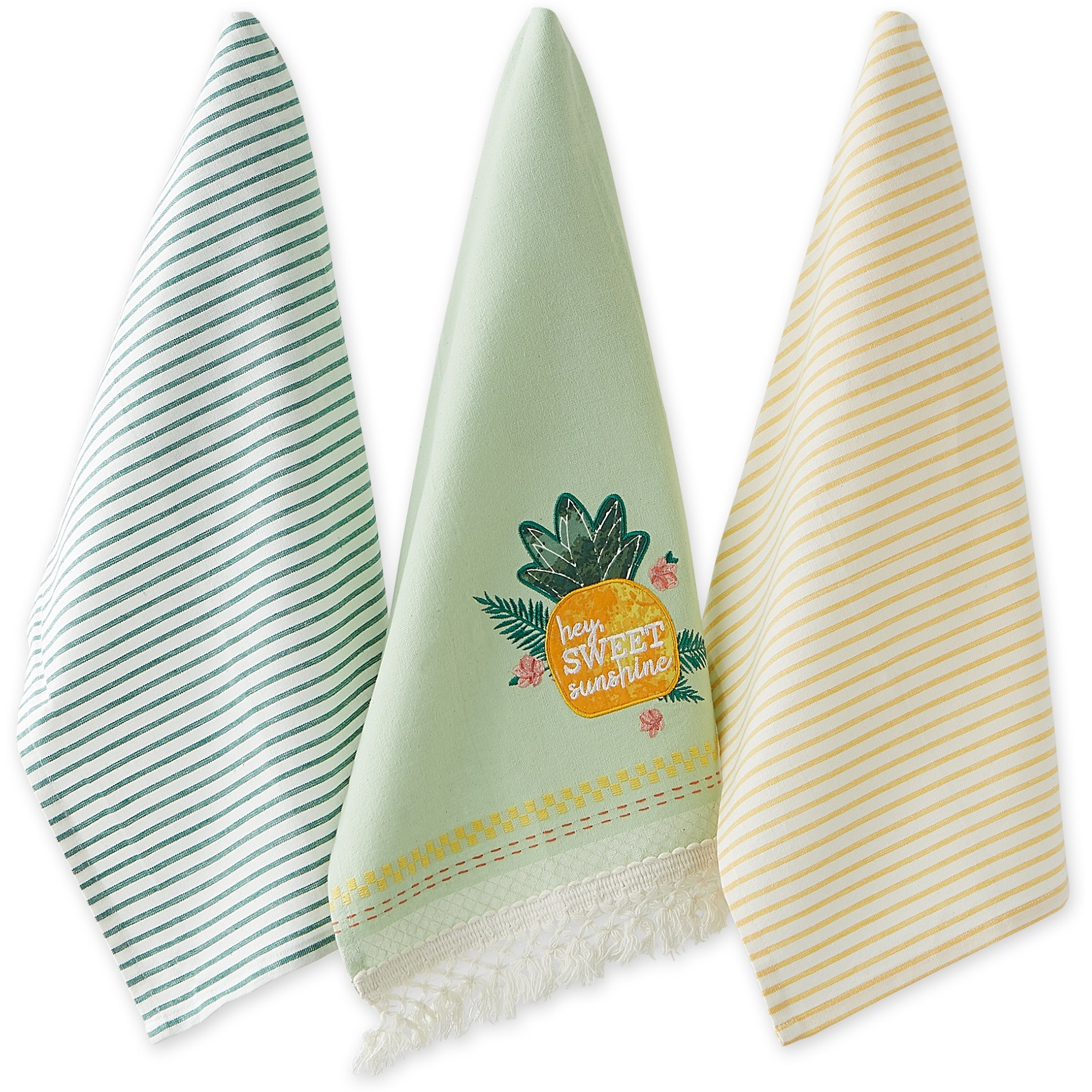 SWEET PINEAPPLE EMBELLISHED DISHTOWEL SET/3