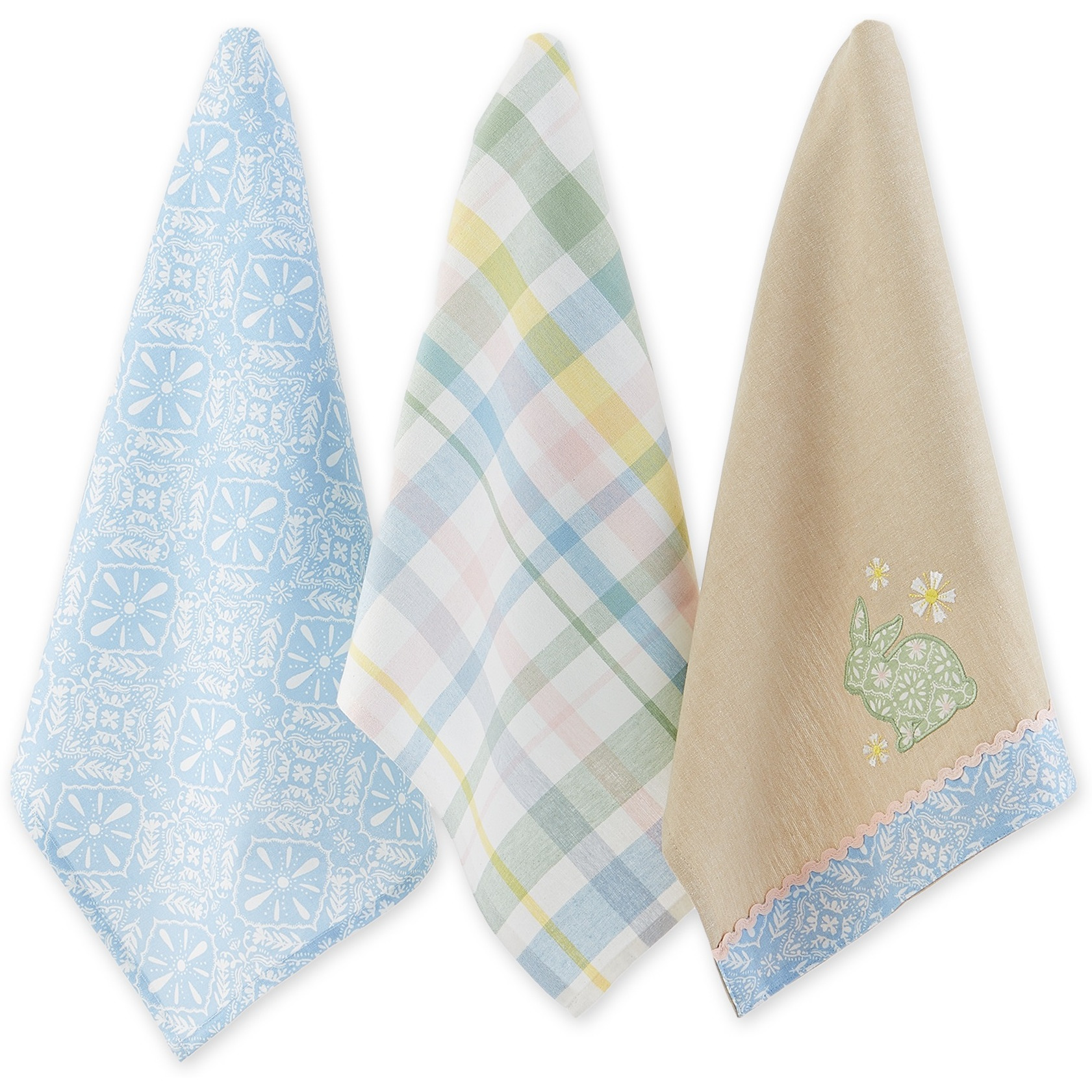 ASST GARDEN BUNNY DISHTOWEL SET/3