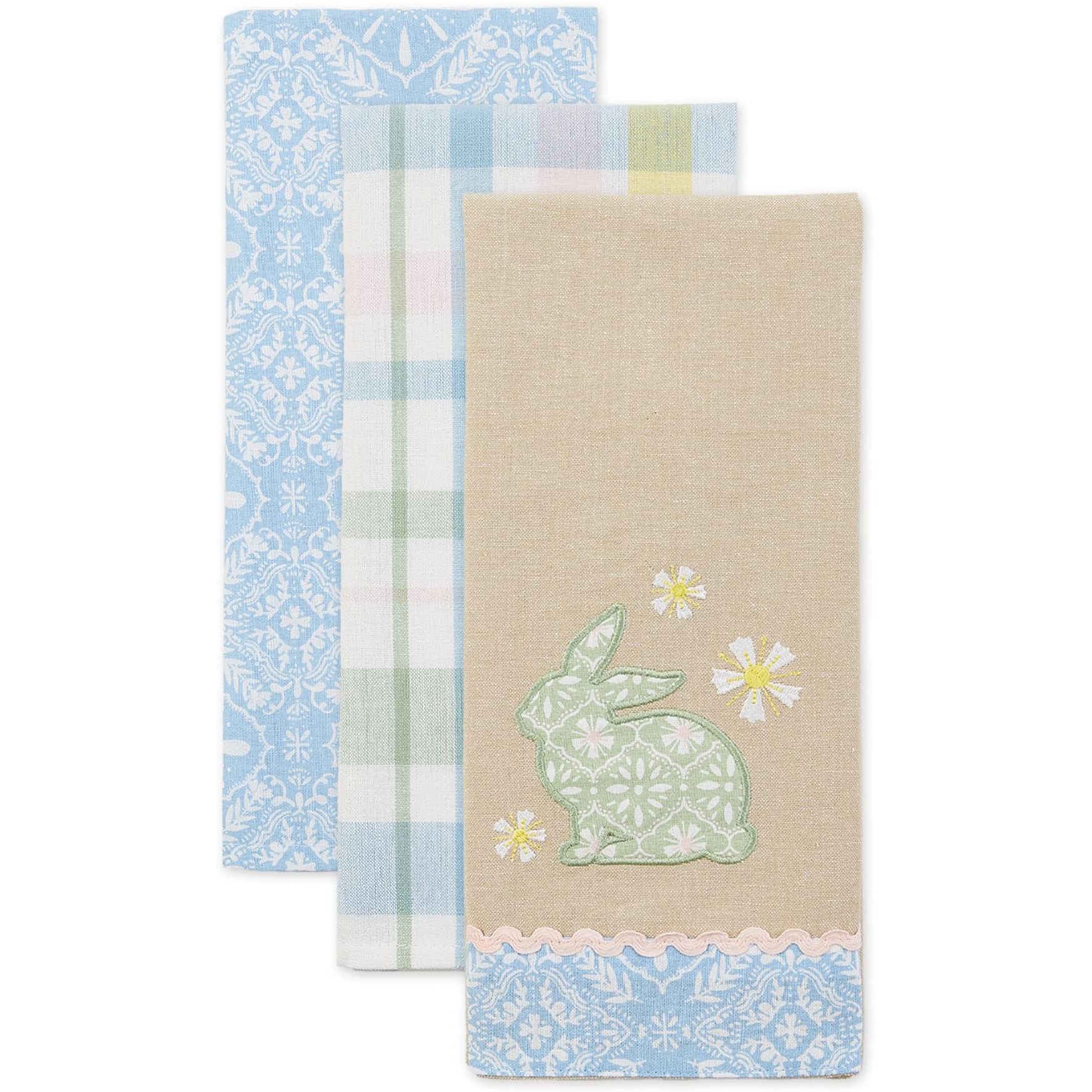 ASST GARDEN BUNNY DISHTOWEL SET/3