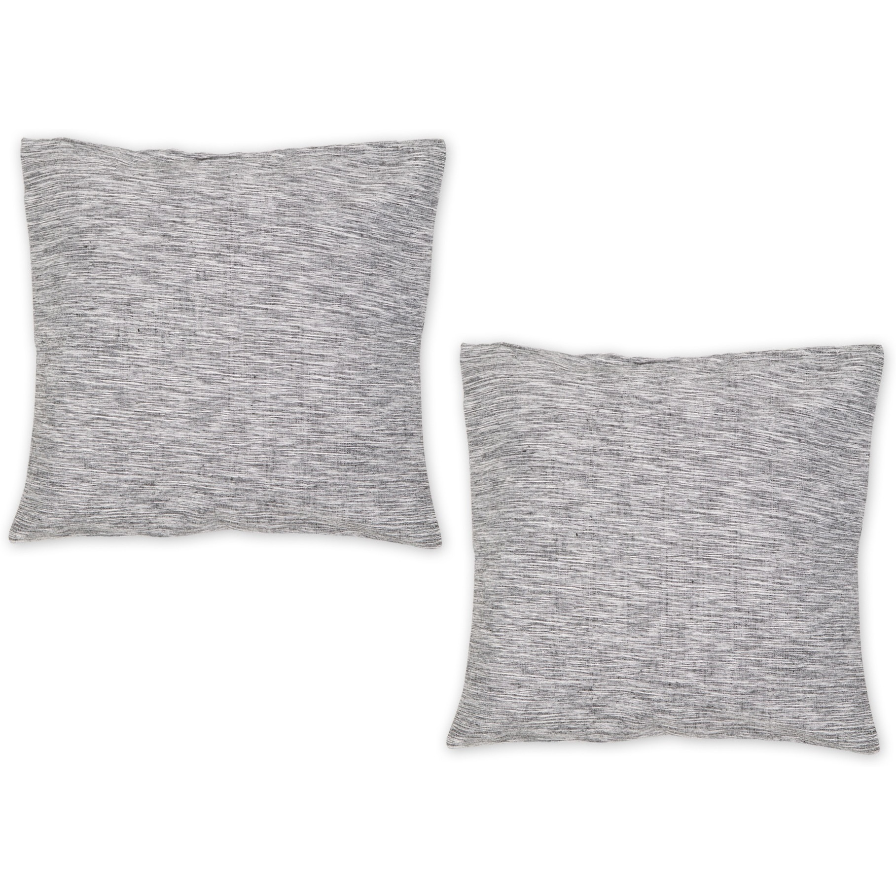 BLACK AND OFF-WHITE TONAL RECYCLED COTTON PILLOW 18x18 SET/2