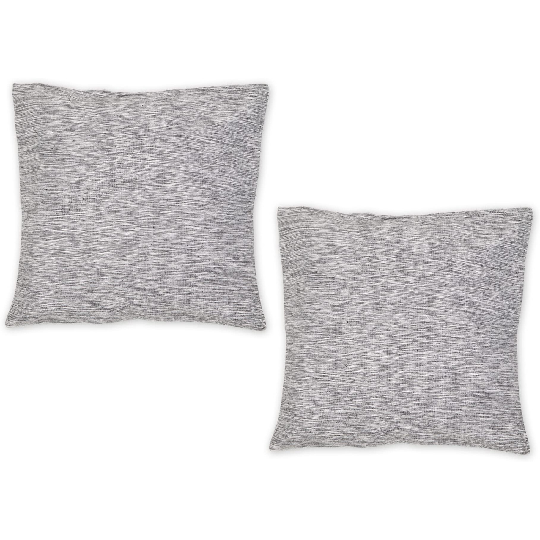 BLACK AND OFF-WHITE TONAL RECYCLED COTTON PILLOW 18x18 SET/2