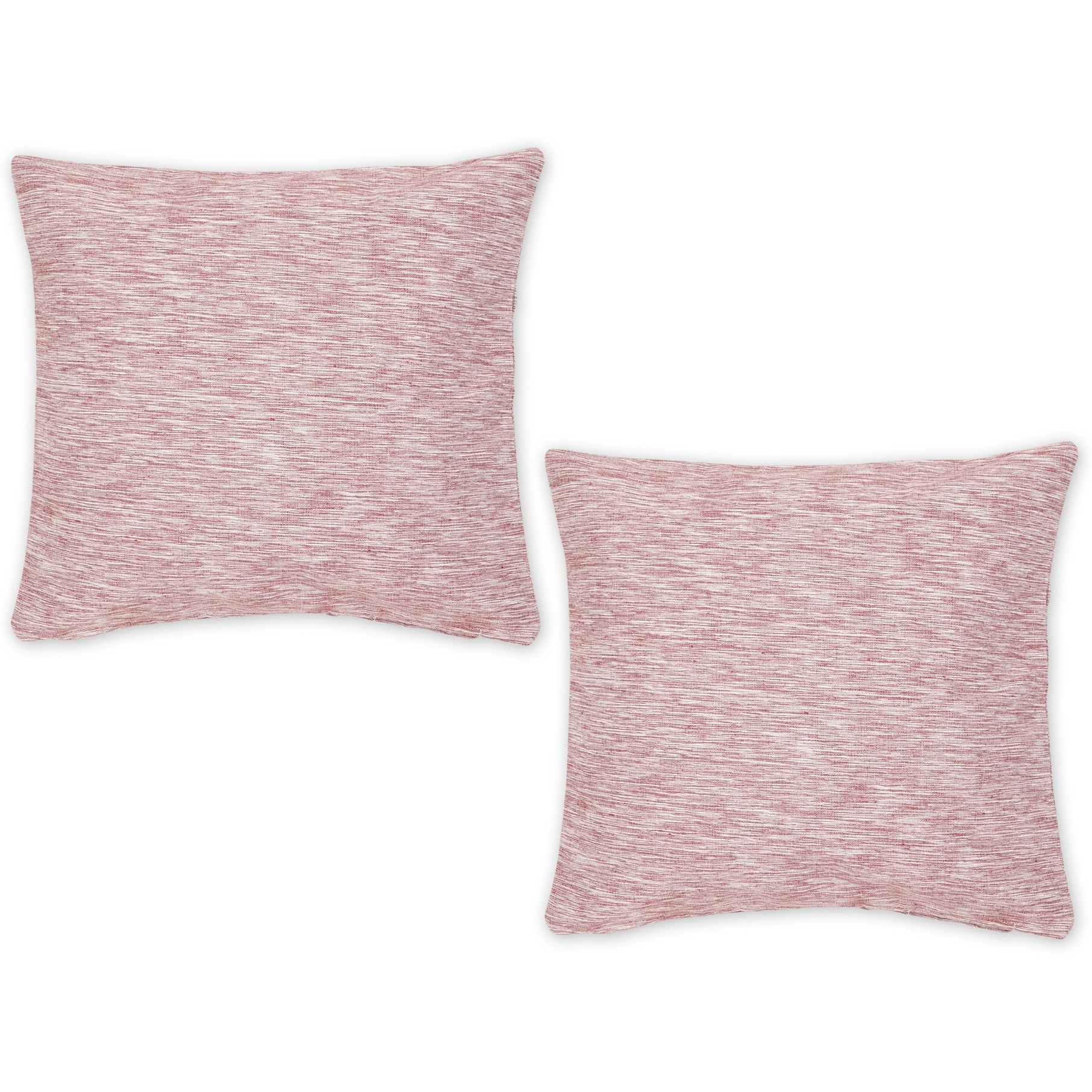 BARN RED AND OFF-WHITE TONAL RECYCLED COTTON PILLOW 18x18 SET/2