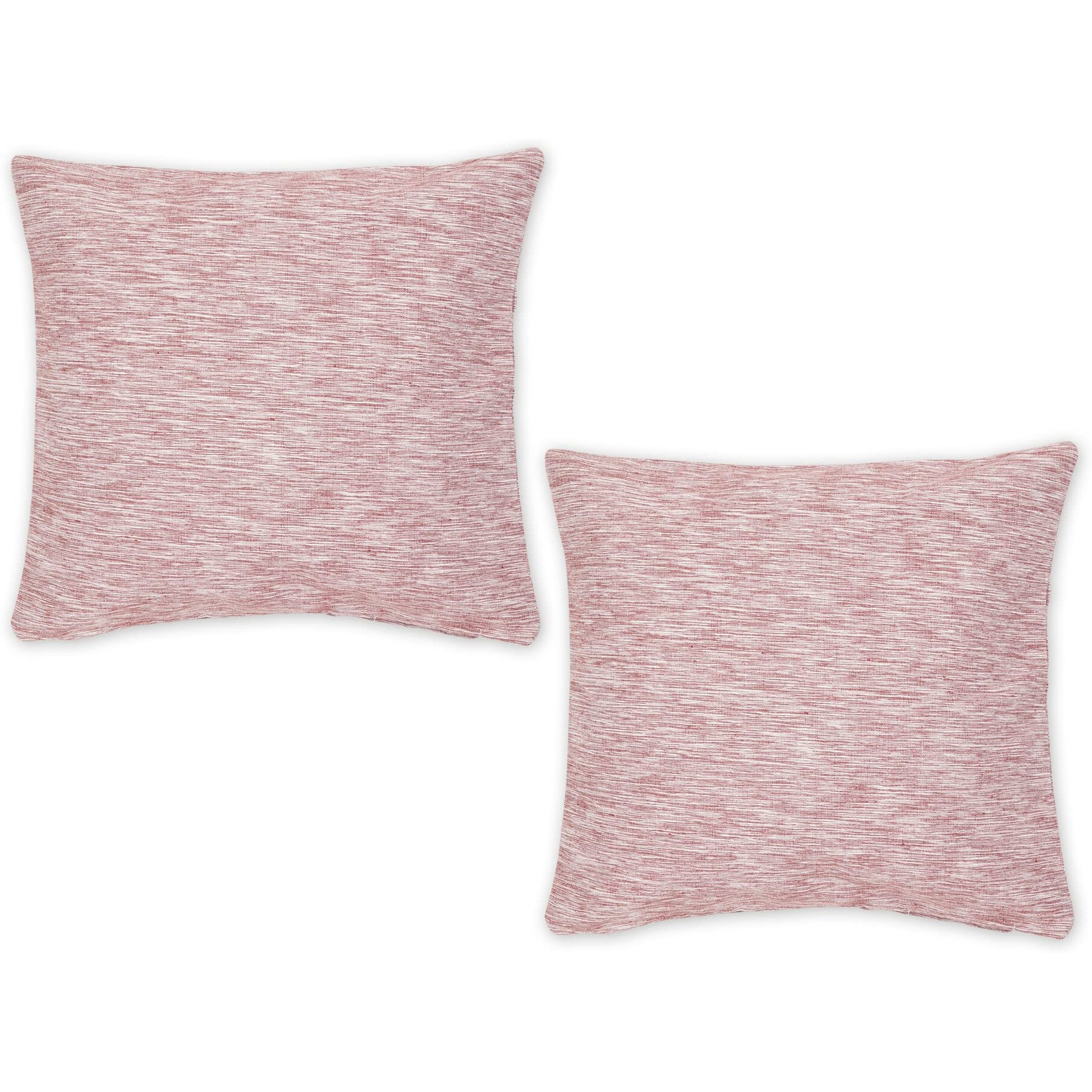 BARN RED AND OFF-WHITE TONAL RECYCLED COTTON PILLOW 18x18 SET/2