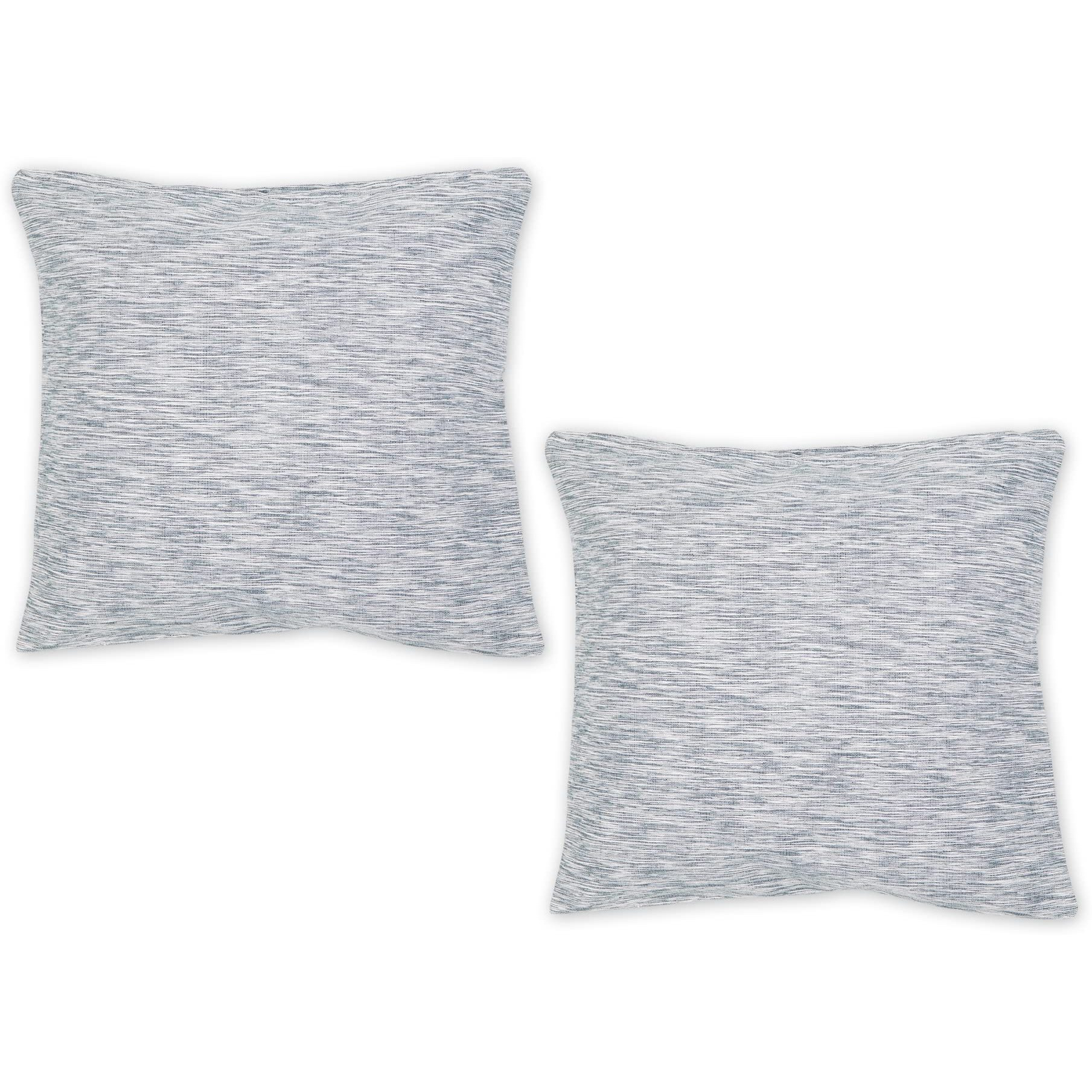 TEAL AND OFF-WHITE TONAL RECYCLED COTTON PILLOW 18x18 SET/2