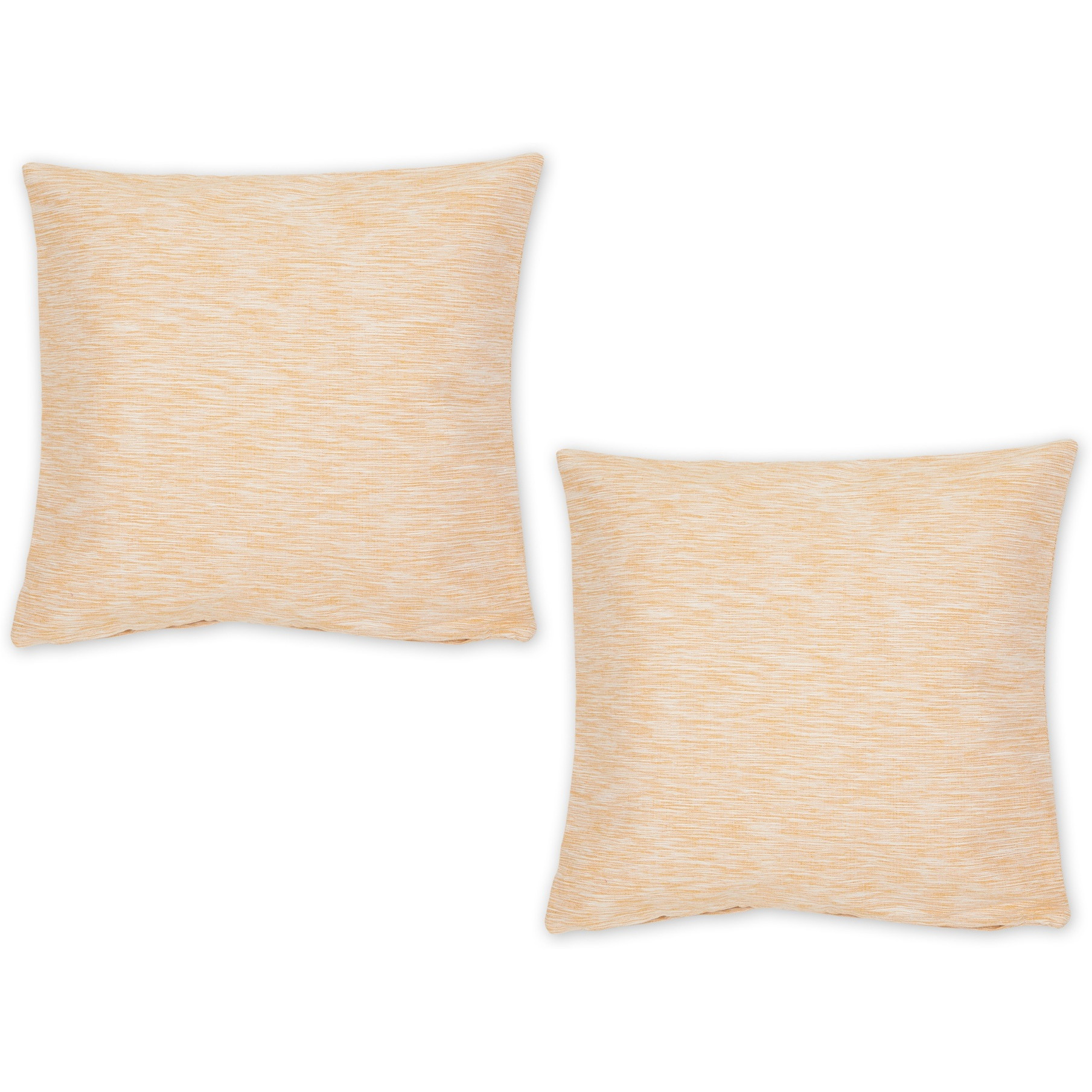 HONEY GOLD AND OFF-WHITE TONAL RECYCLED COTTON PILLOW 18x18 SET/2