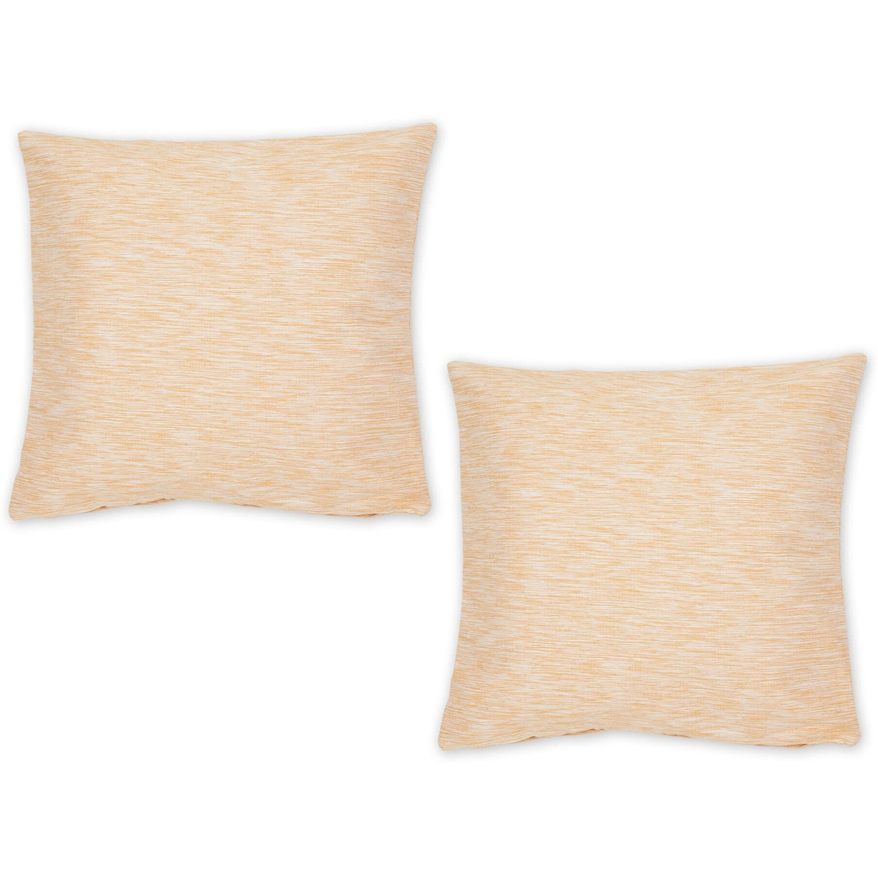 HONEY GOLD AND OFF-WHITE TONAL RECYCLED COTTON PILLOW 18x18 SET/2