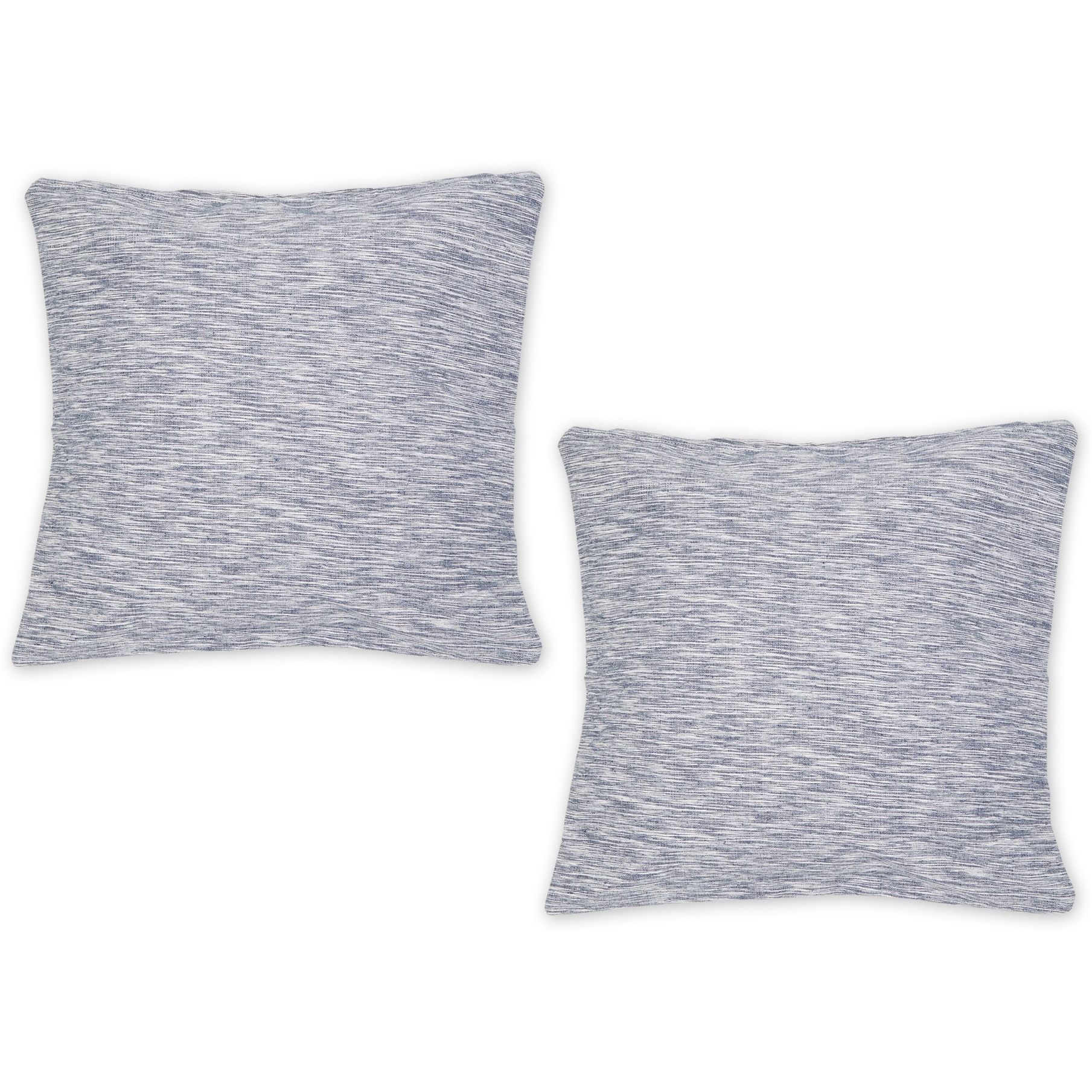 NAVY AND OFF-WHITE TONAL RECYCLED COTTON PILLOW 18x18 SET/2