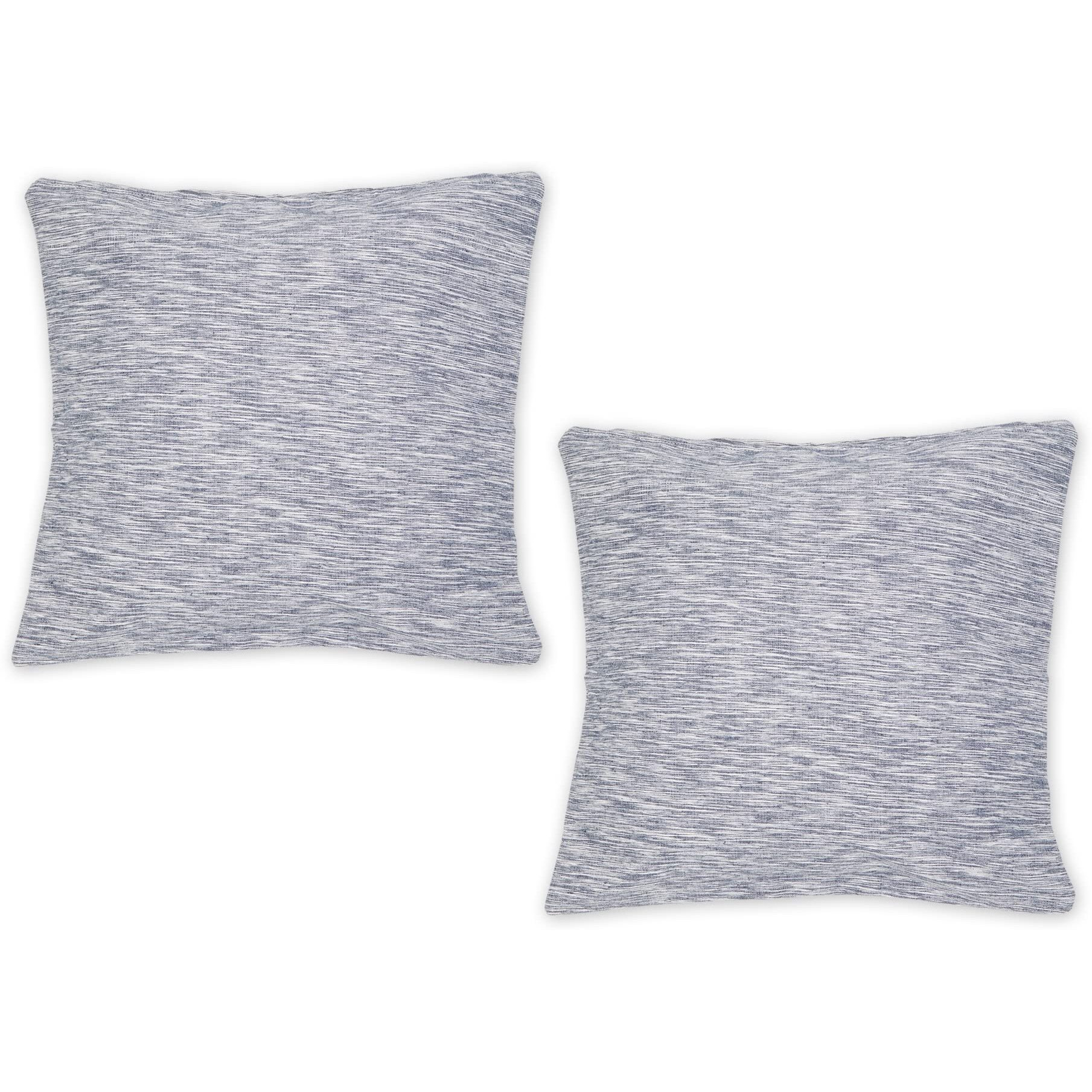 NAVY AND OFF-WHITE TONAL RECYCLED COTTON PILLOW 18x18 SET/2
