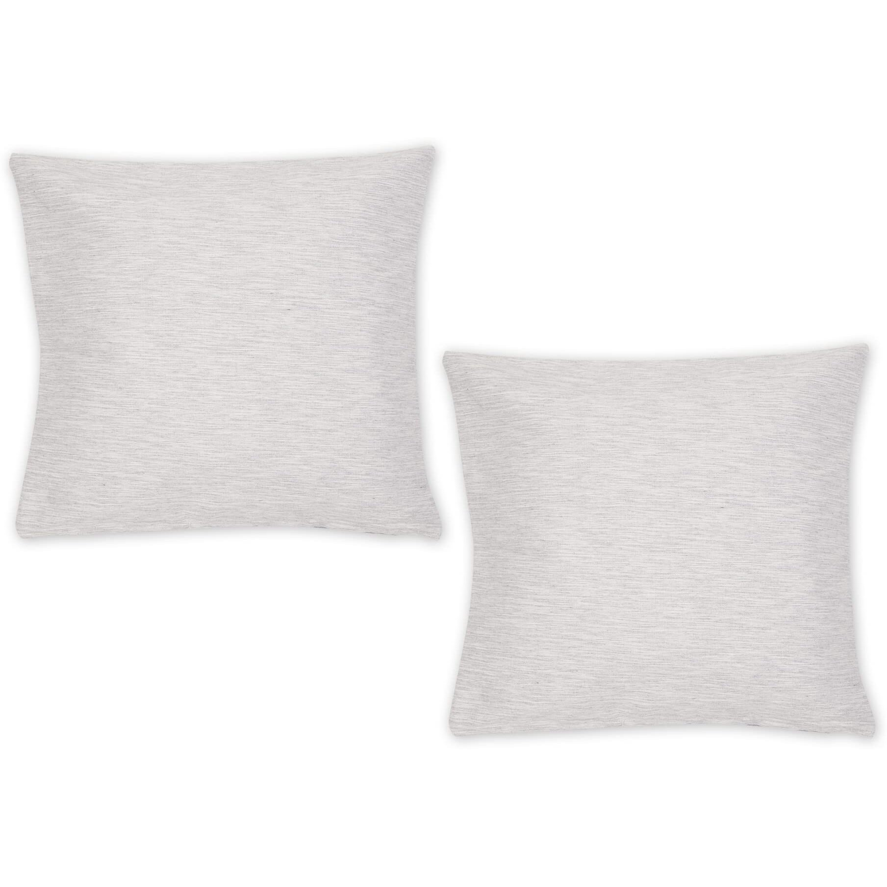 LIGHT GRAY AND OFF-WHITE TONAL RECYCLED COTTON PILLOW 18x18 SET/2