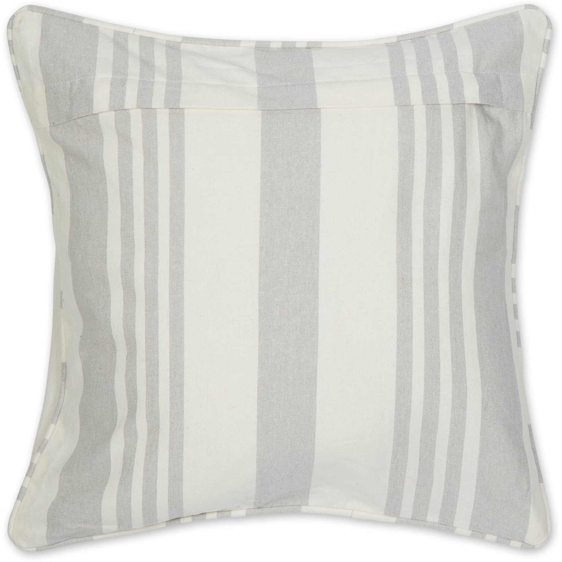 GRAY BOLD CHAMBRAY STRIPE RECYCLED COTTON PILLOW COVER 18x18 SET/2
