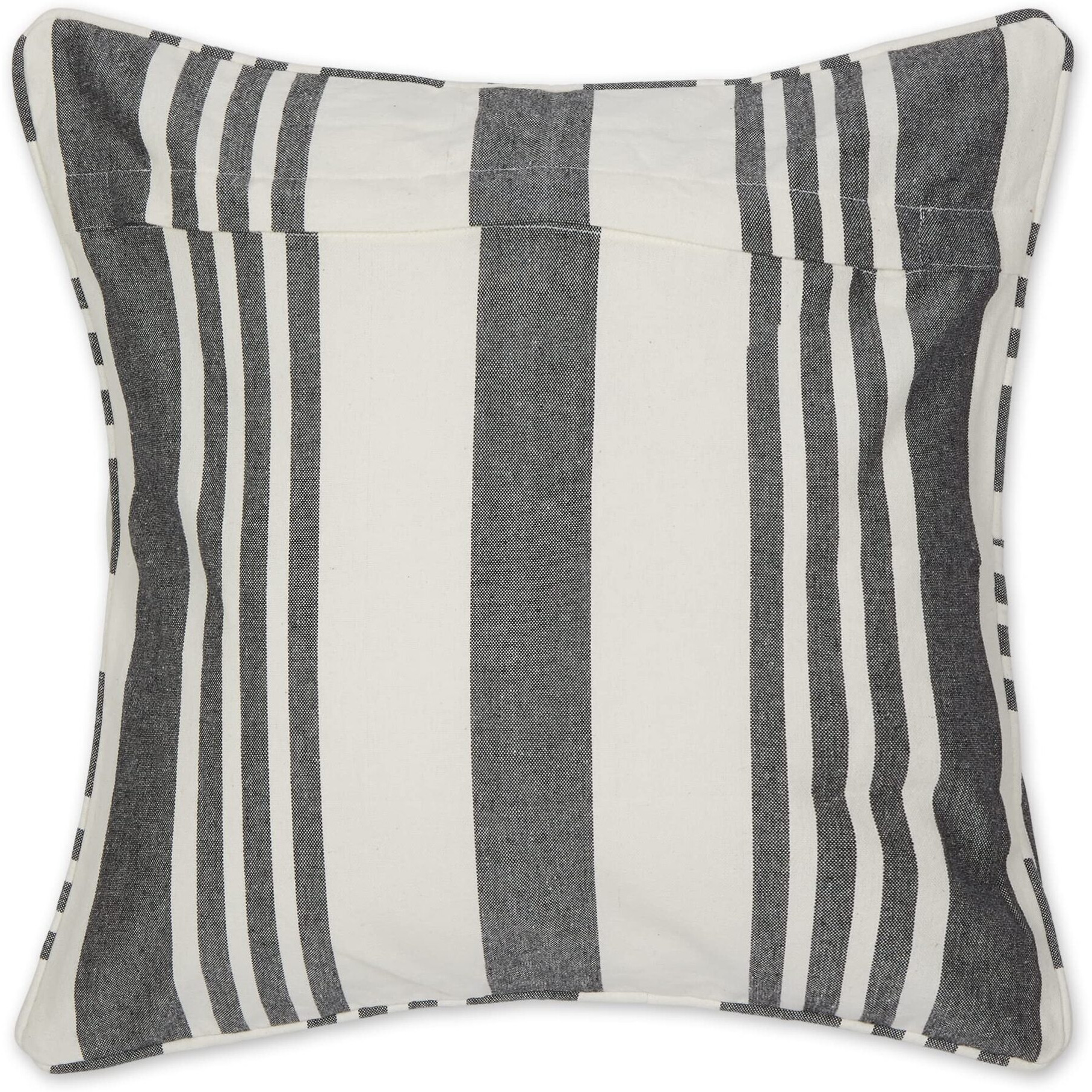 BLACK BOLD CHAMBRAY STRIPE RECYCLED COTTON PILLOW COVER 18x18 SET/2