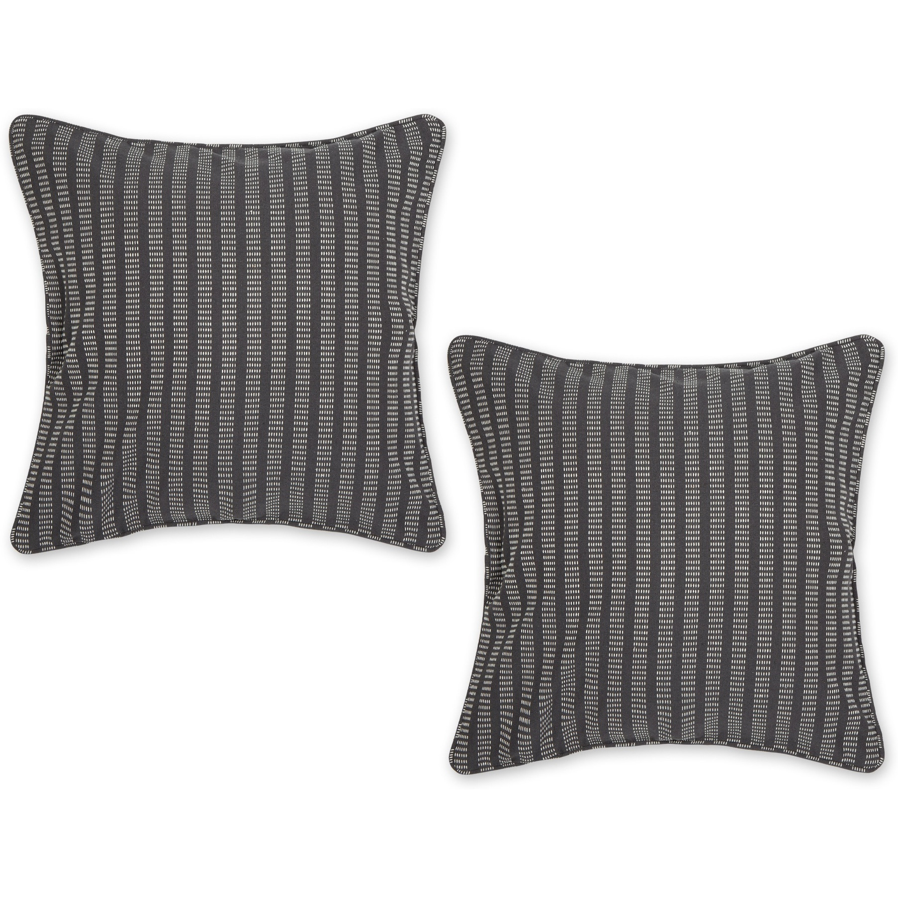 SLATE GRAY DOBBY STRIPES RECYCLED COTTON PILLOW COVER 18x18 SET/2