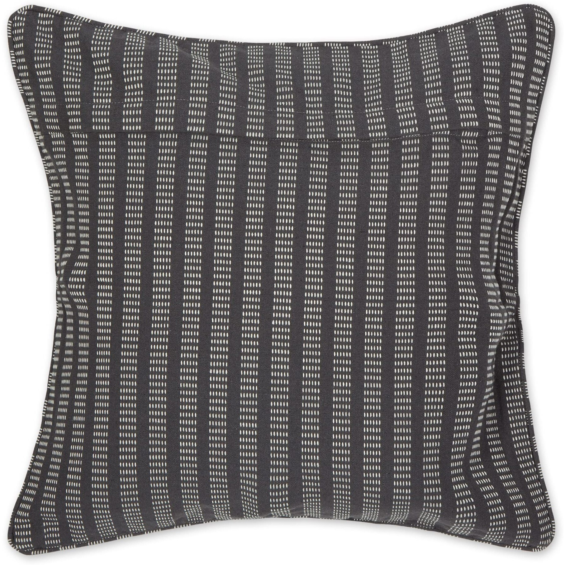 SLATE GRAY DOBBY STRIPES RECYCLED COTTON PILLOW COVER 18x18 SET/2