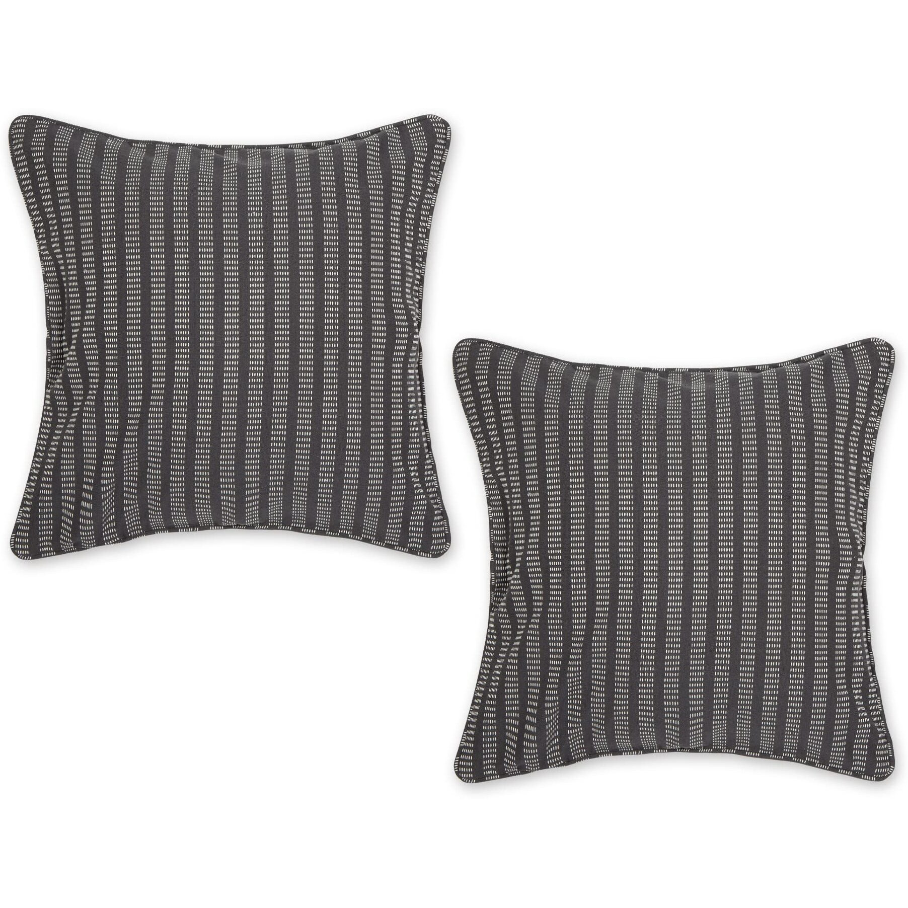 SLATE GRAY DOBBY STRIPES RECYCLED COTTON PILLOW COVER 18x18 SET/2