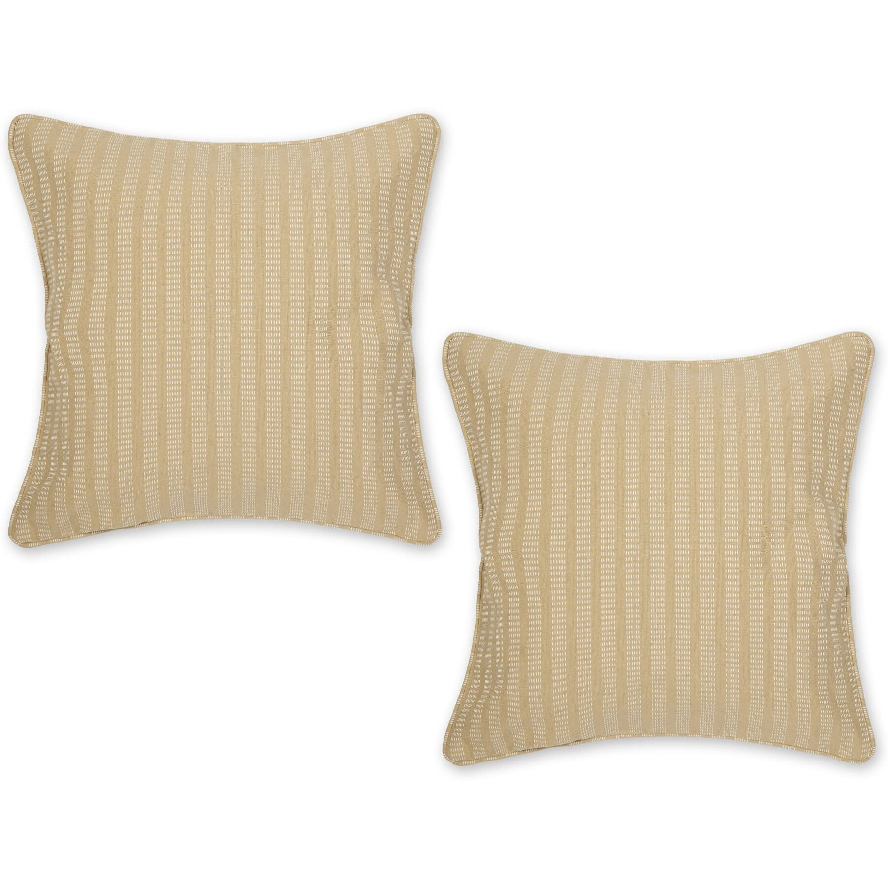 BISCUIT DOBBY STRIPES RECYCLED COTTON PILLOW COVER 18x18 SET/2