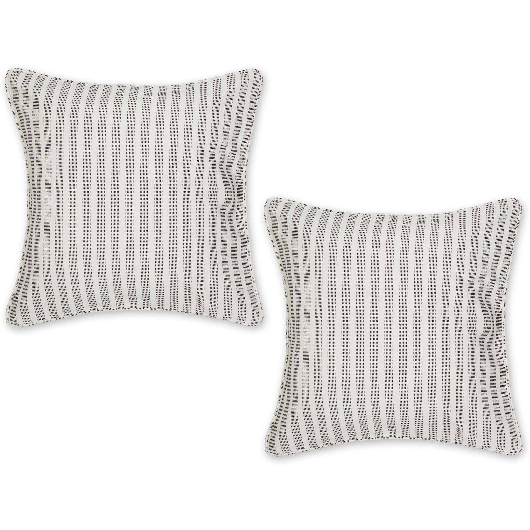 OFF-WHITE DOBBY STRIPES RECYCLED COTTON PILLOW COVER 18x18 SET/2