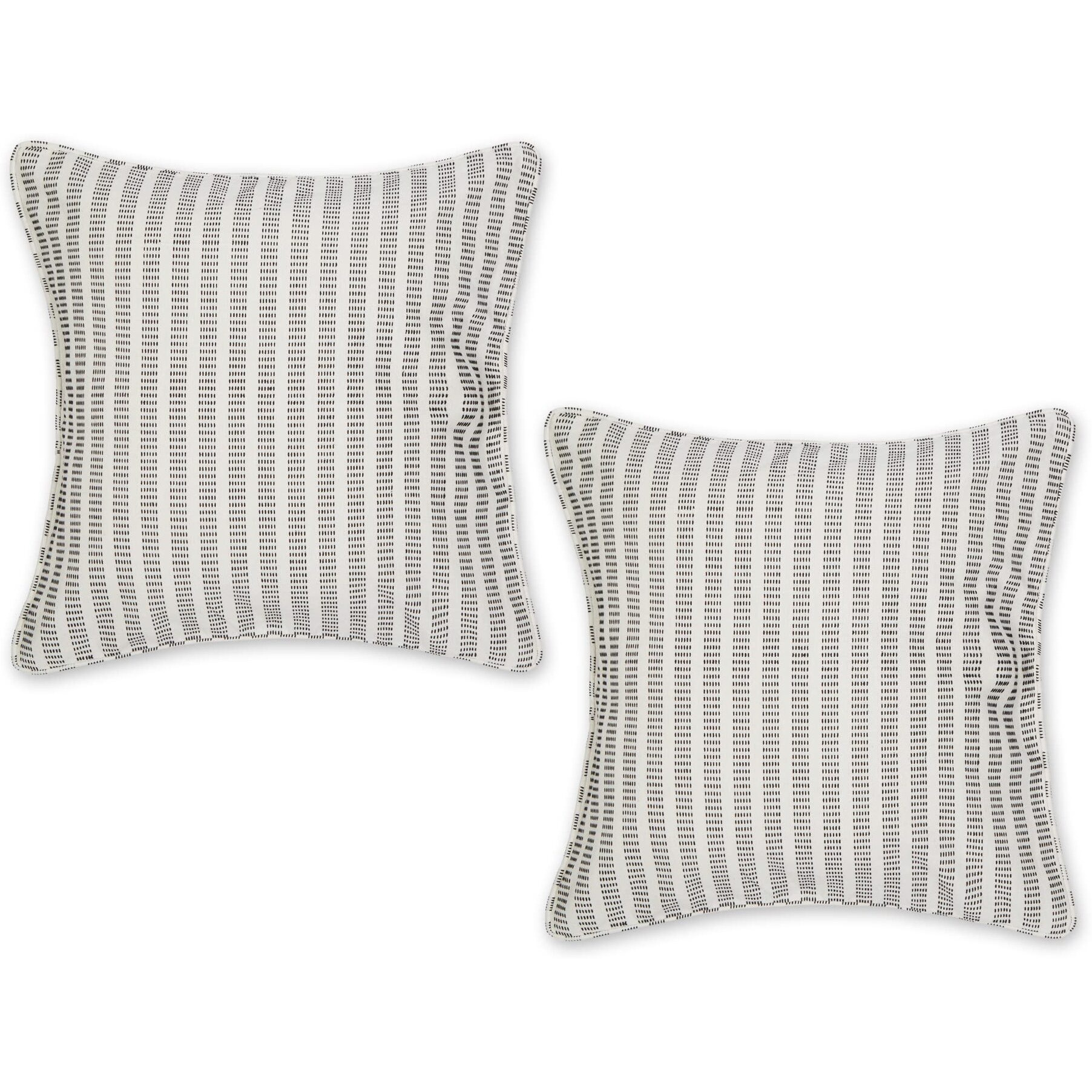 OFF-WHITE DOBBY STRIPES RECYCLED COTTON PILLOW COVER 18x18 SET/2