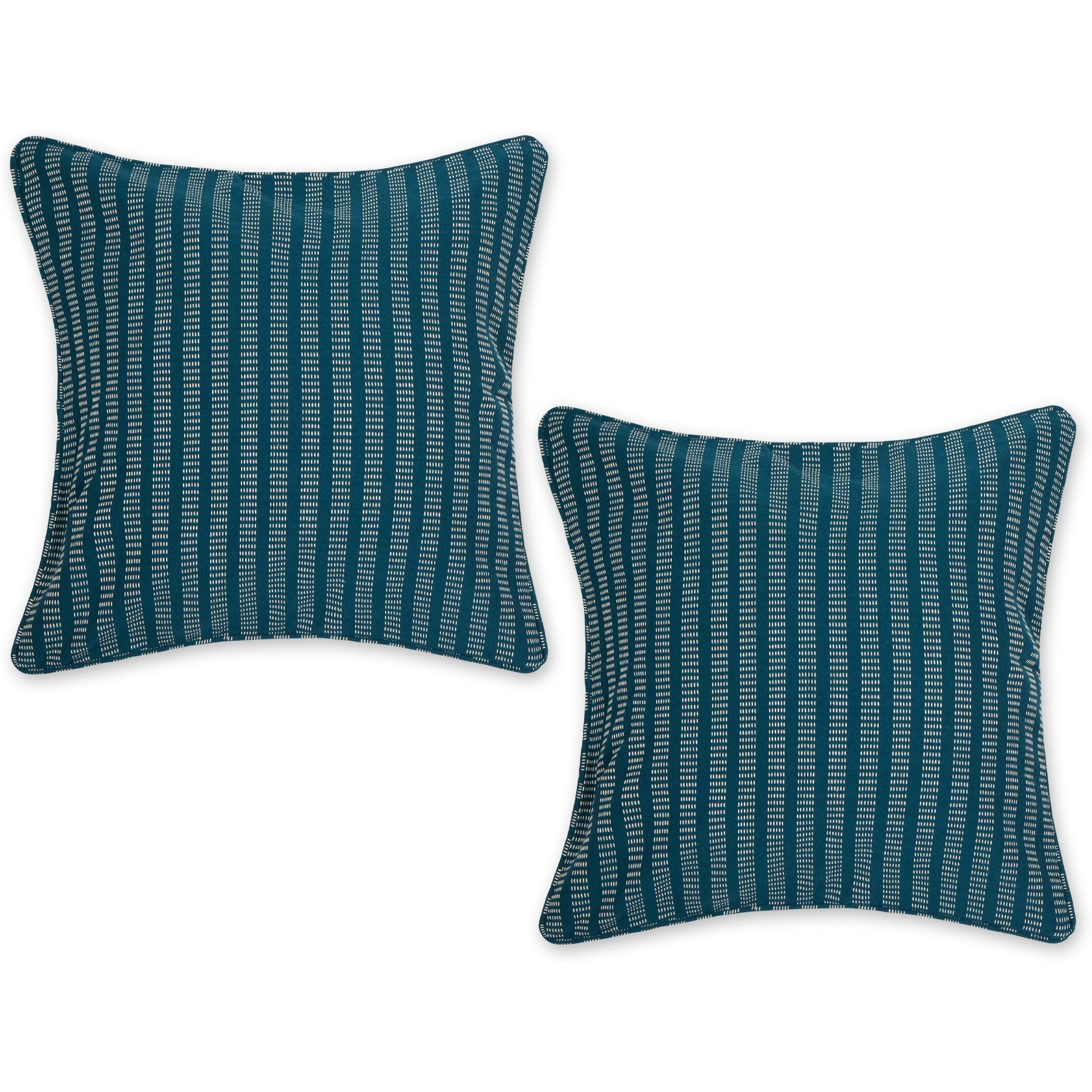 TEAL DOBBY STRIPES RECYCLED COTTON PILLOW COVER 18x18 SET/2