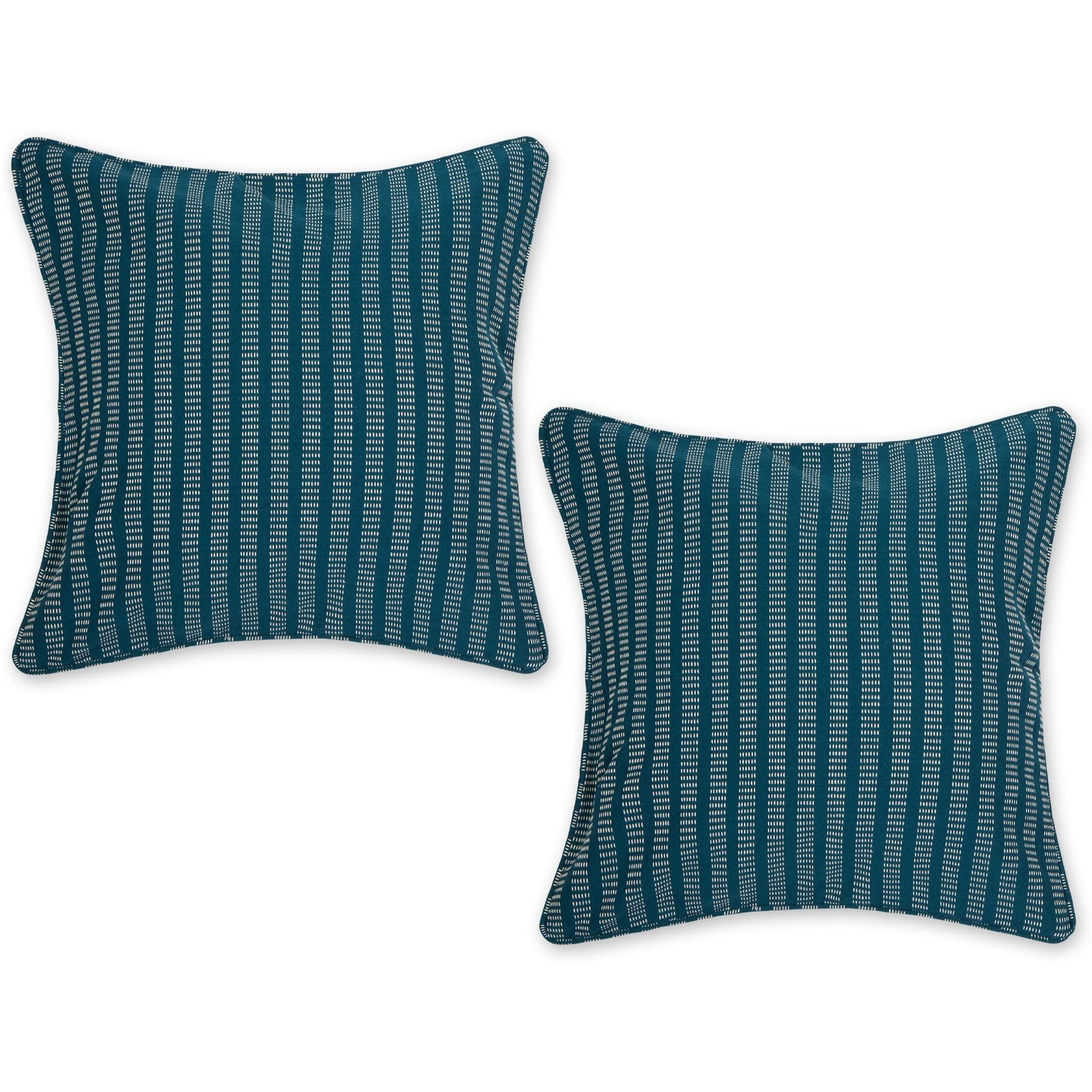 TEAL DOBBY STRIPES RECYCLED COTTON PILLOW COVER 18x18 SET/2