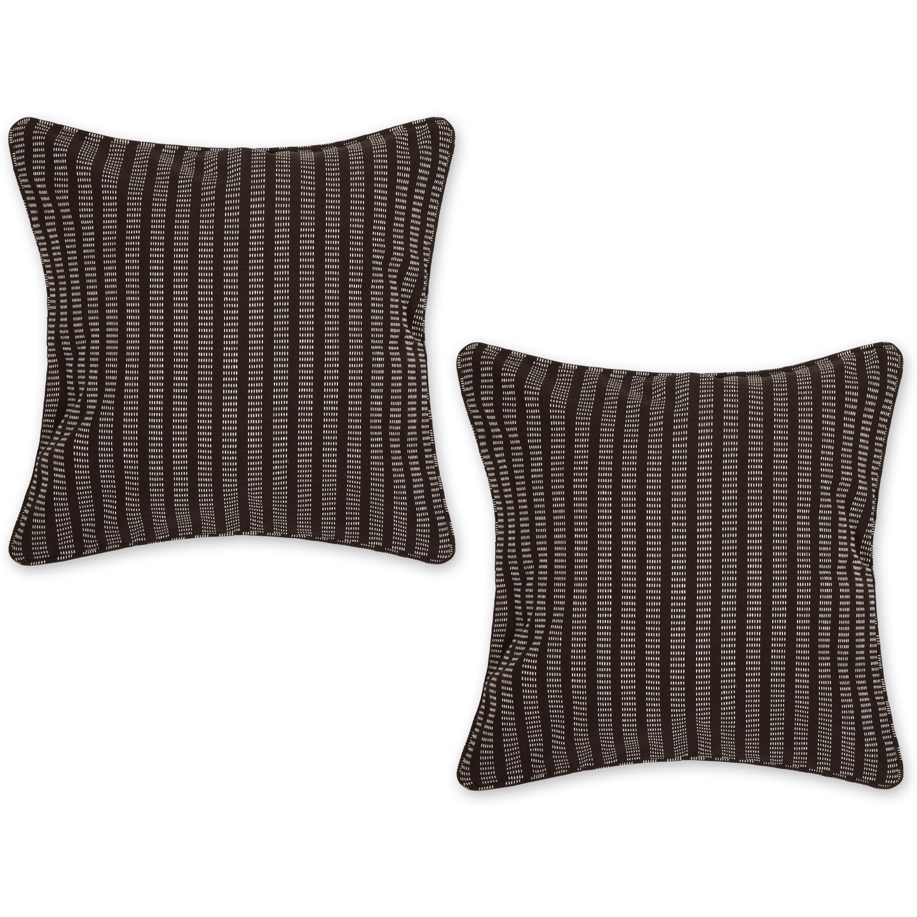 CHOCOLATE BROWN DOBBY STRIPES RECYCLED COTTON PILLOW COVER 18x18 SET/2