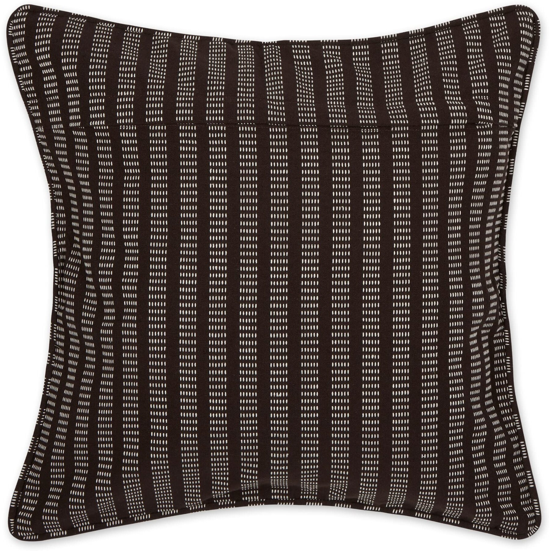 CHOCOLATE BROWN DOBBY STRIPES RECYCLED COTTON PILLOW COVER 18x18 SET/2