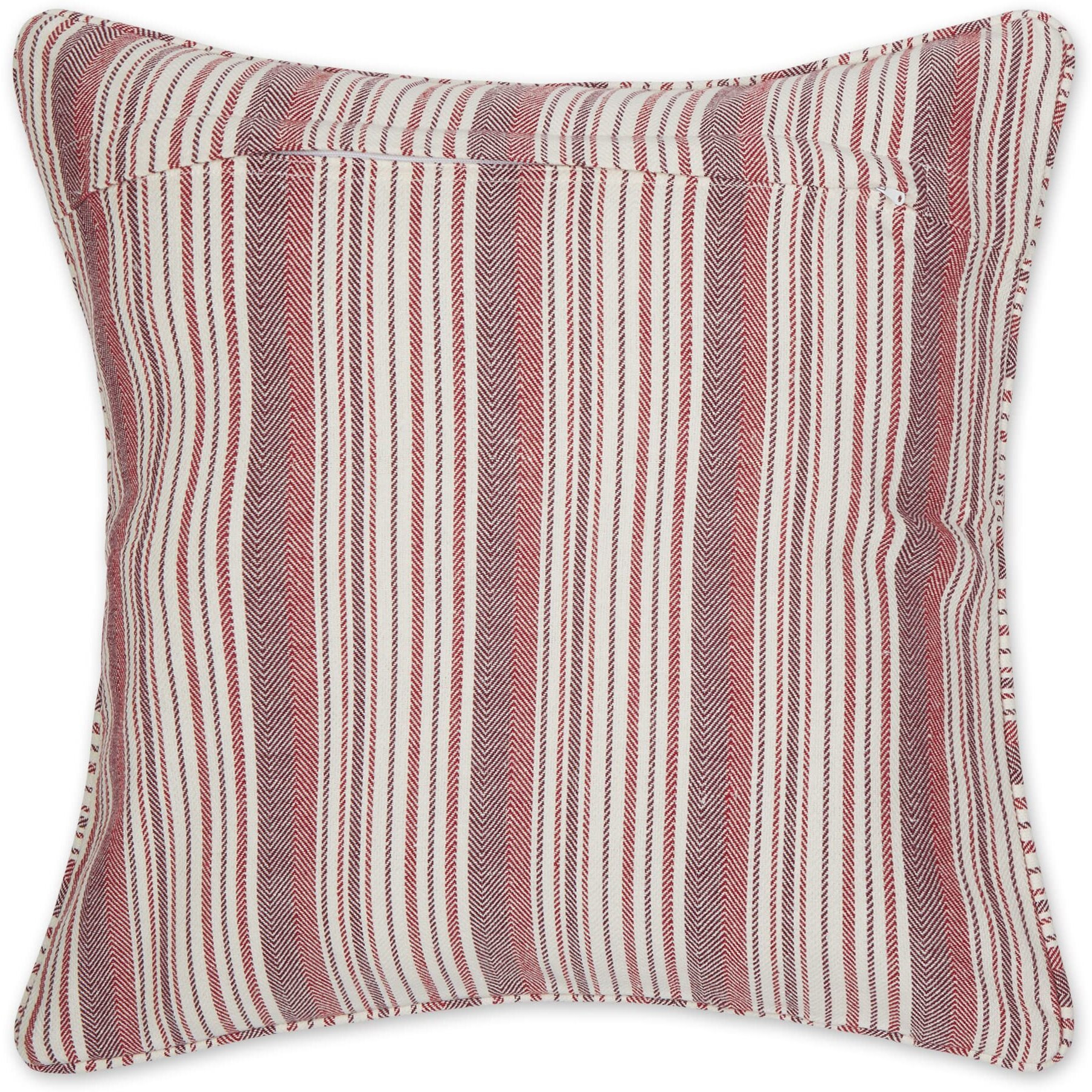 BARN RED HERRINGBONE STRIPE RECYCLED COTTON PILLOW COVER 18x18 SET/2