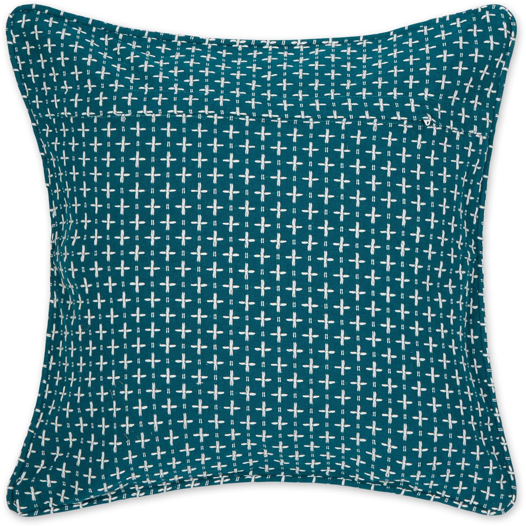 TEAL DOBBY PLUS RECYCLED COTTON PILLOW COVER 18x18 SET/2