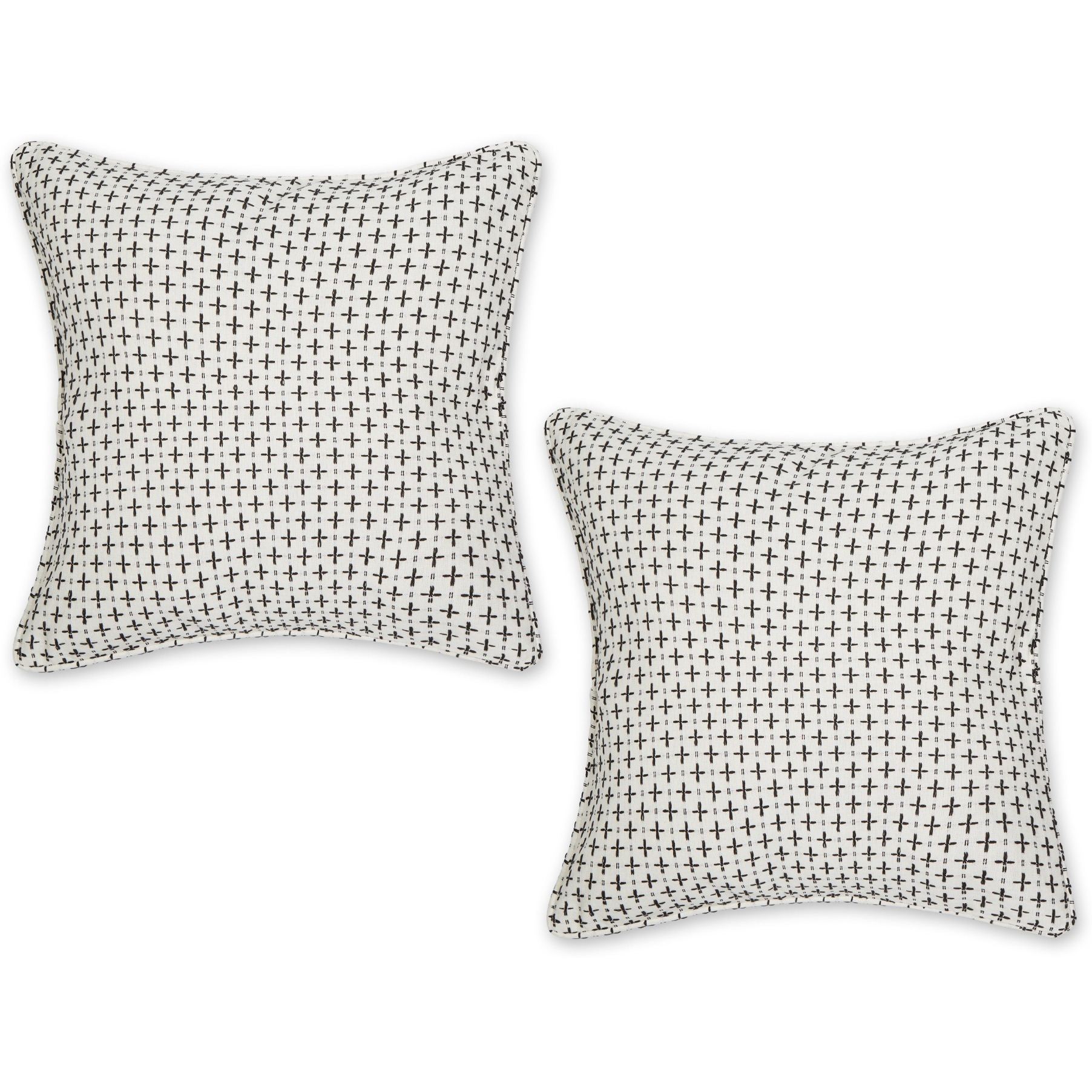 OFF-WHITE DOBBY PLUS RECYCLED COTTON PILLOW COVER 18x18 SET/2