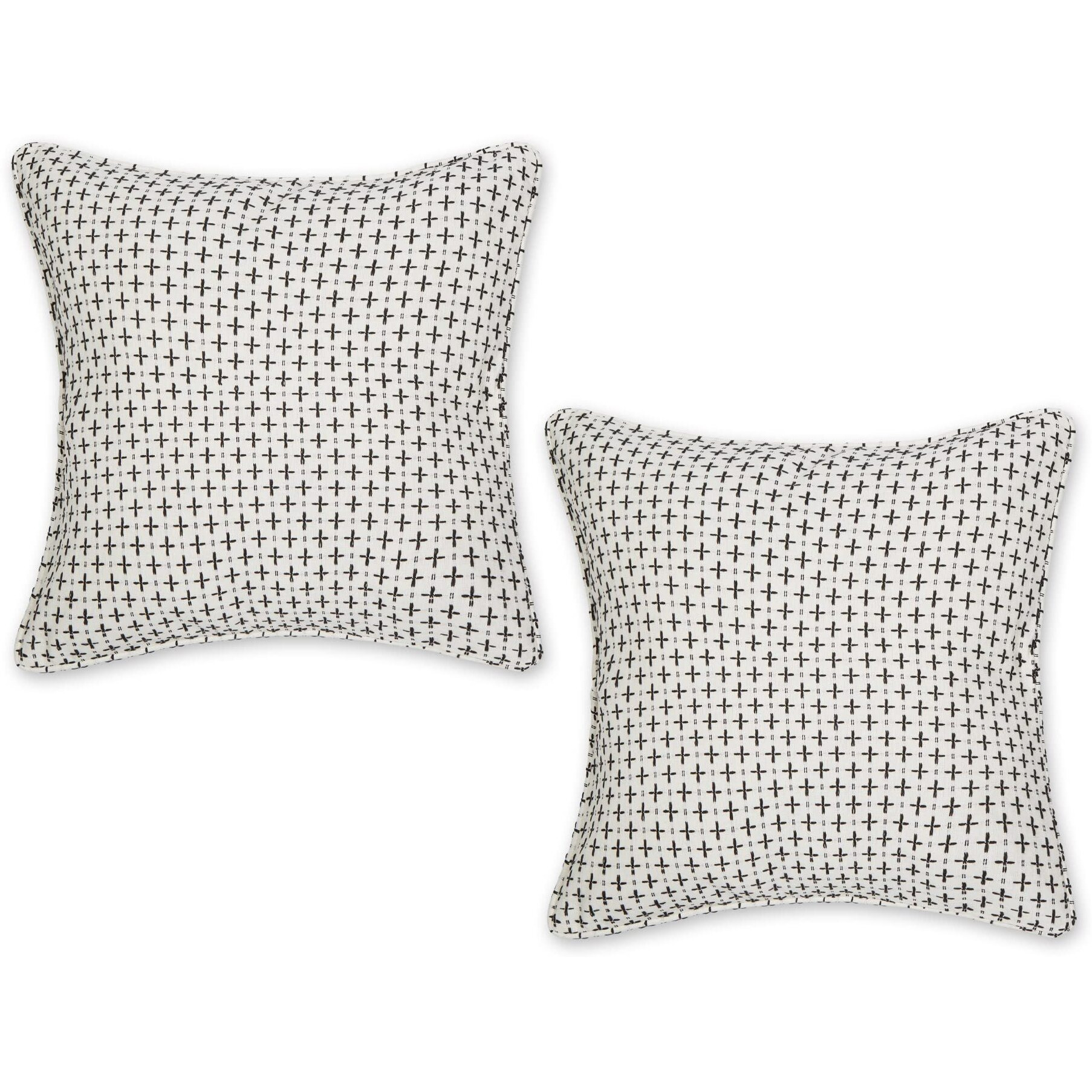 OFF-WHITE DOBBY PLUS RECYCLED COTTON PILLOW COVER 18x18 SET/2