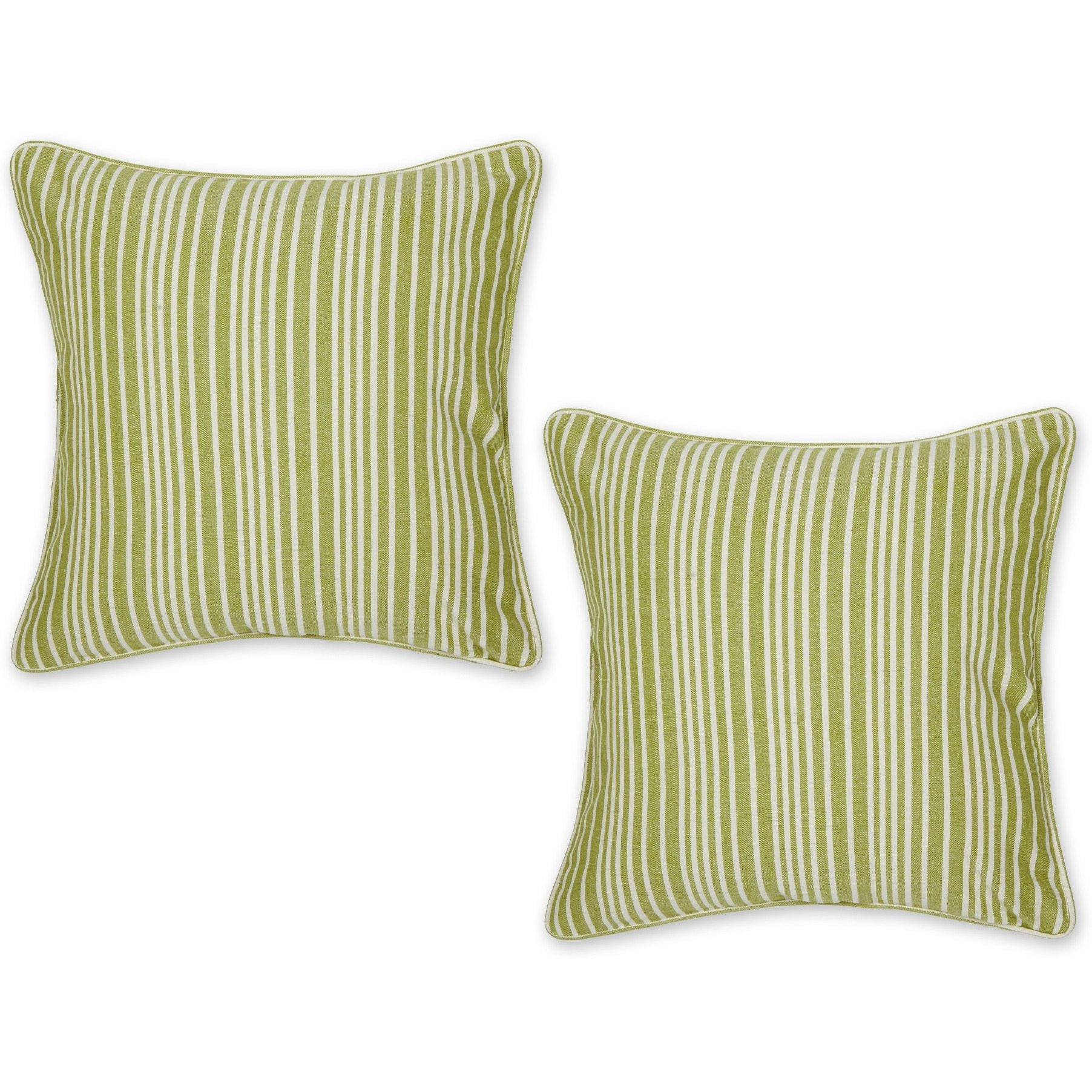 AVOCADO CHAMBRAY STRIPE RECYCLED COTTON PILLOW COVER 18x18 SET/2