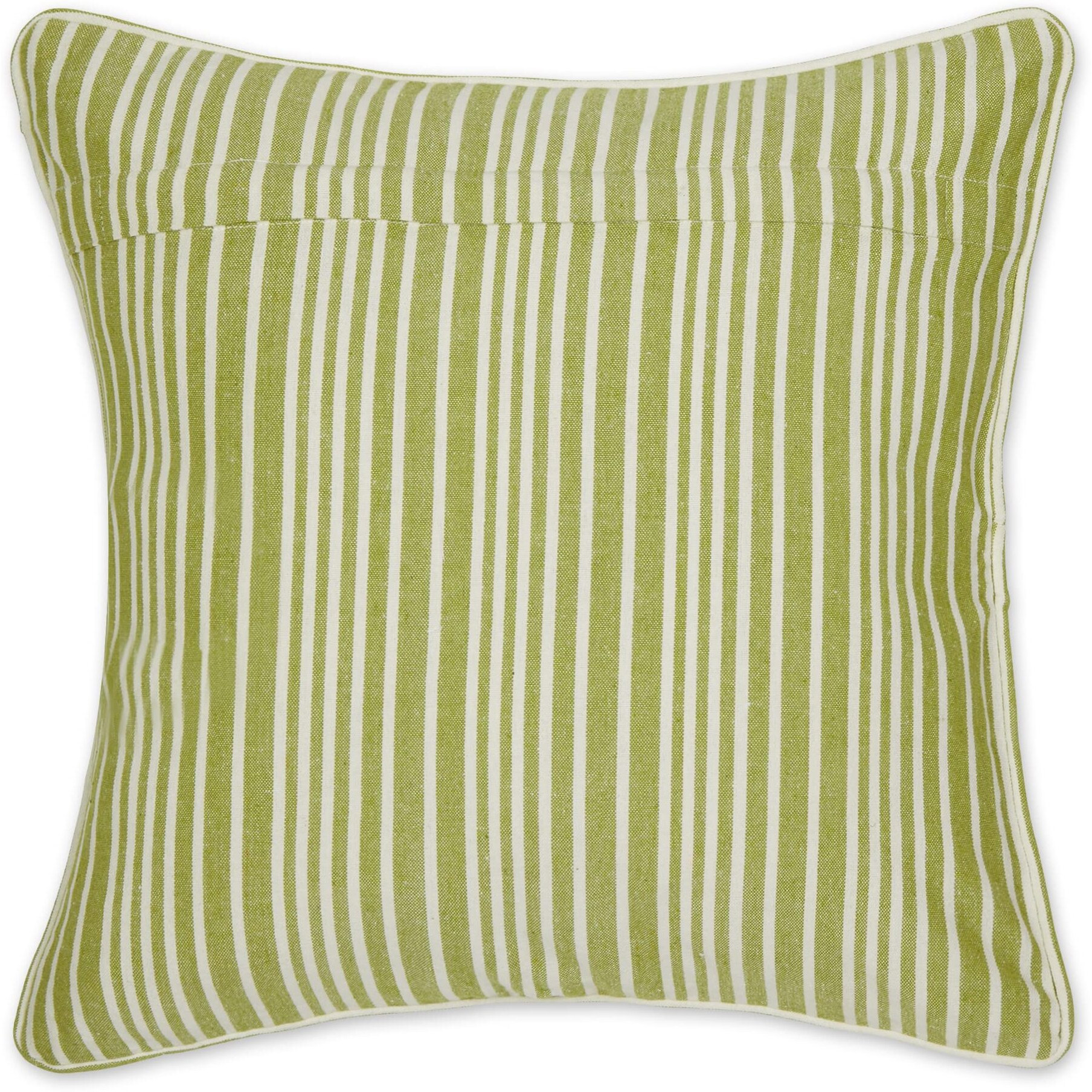 AVOCADO CHAMBRAY STRIPE RECYCLED COTTON PILLOW COVER 18x18 SET/2