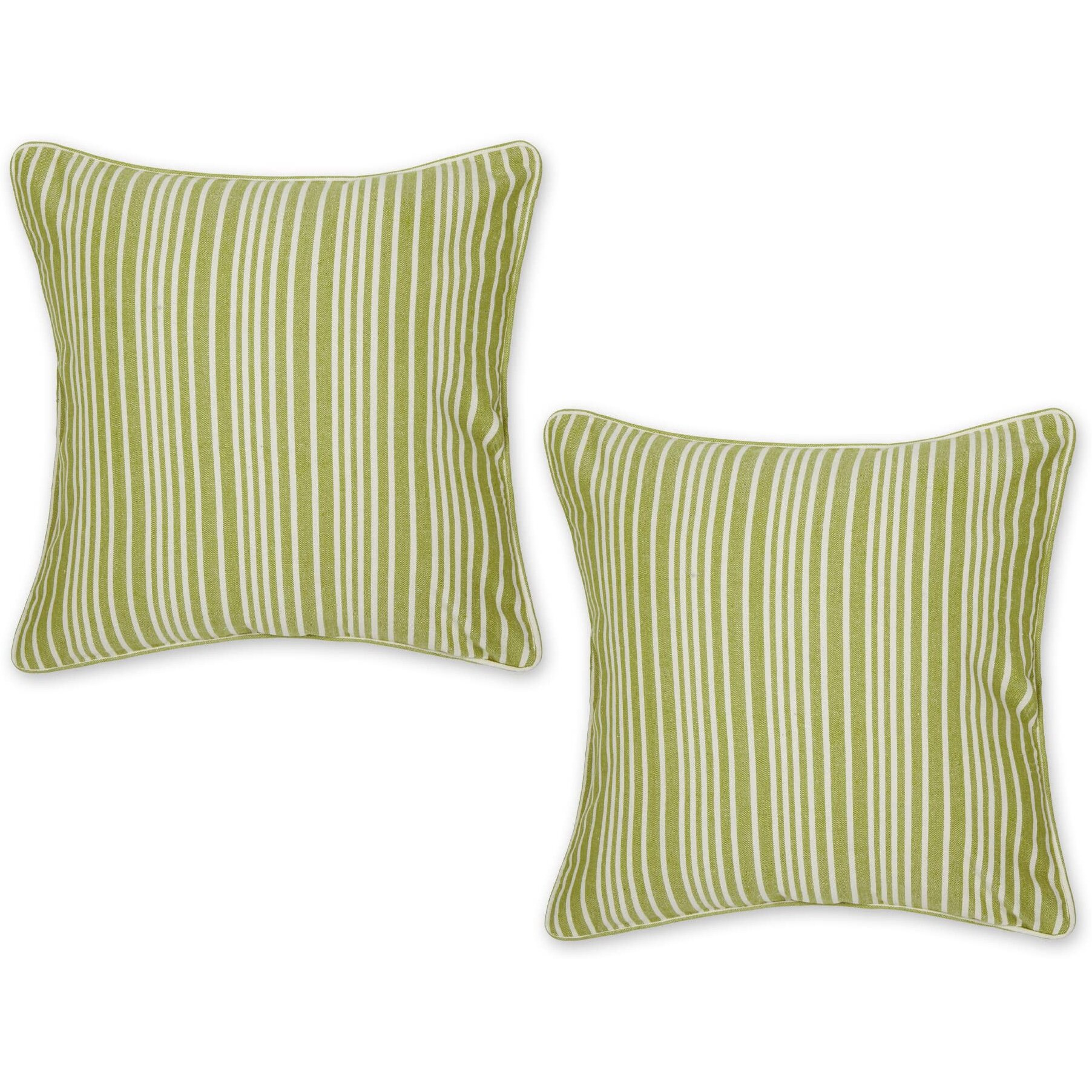 AVOCADO CHAMBRAY STRIPE RECYCLED COTTON PILLOW COVER 18x18 SET/2