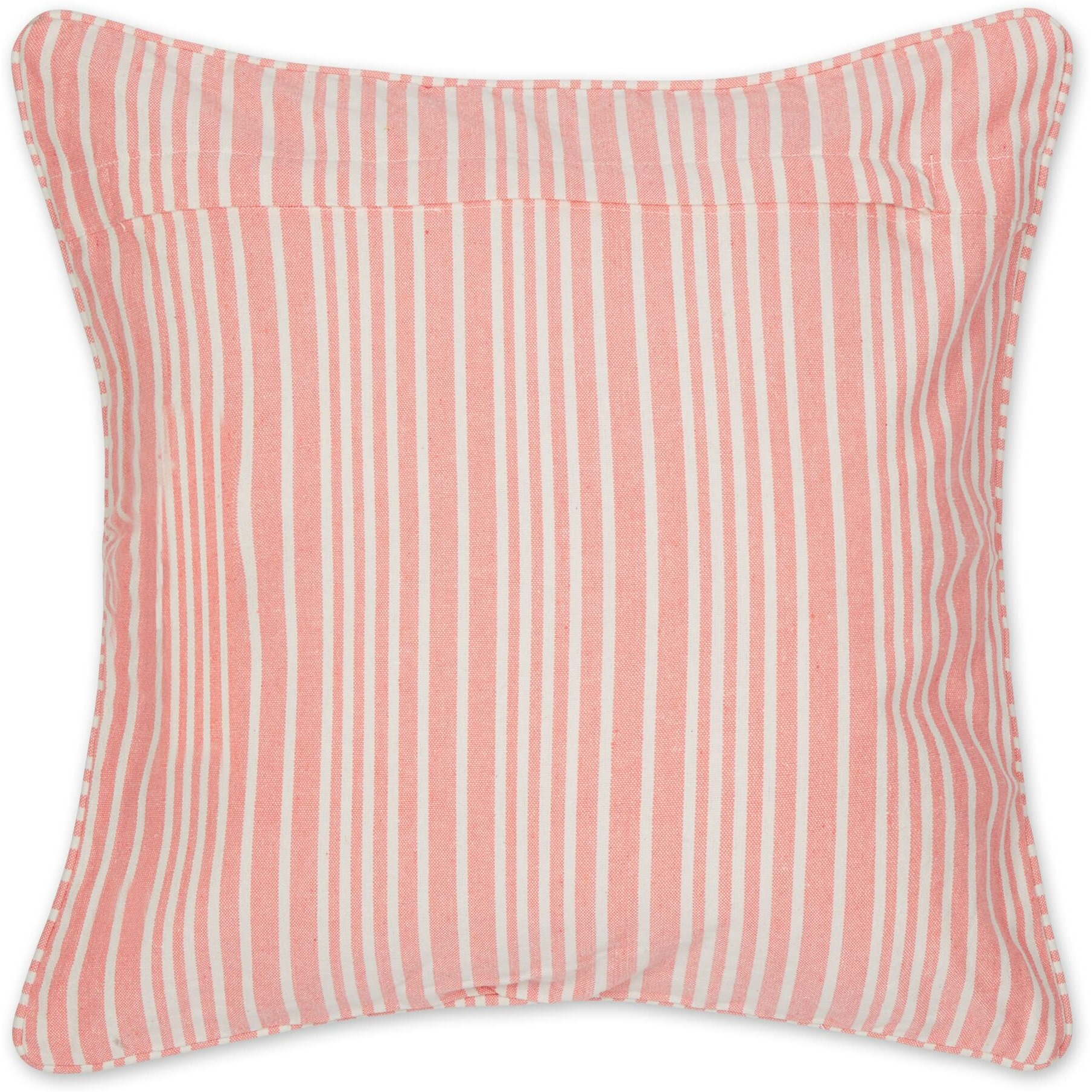 CORAL CHAMBRAY STRIPE RECYCLED COTTON PILLOW COVER 18x18 SET/2