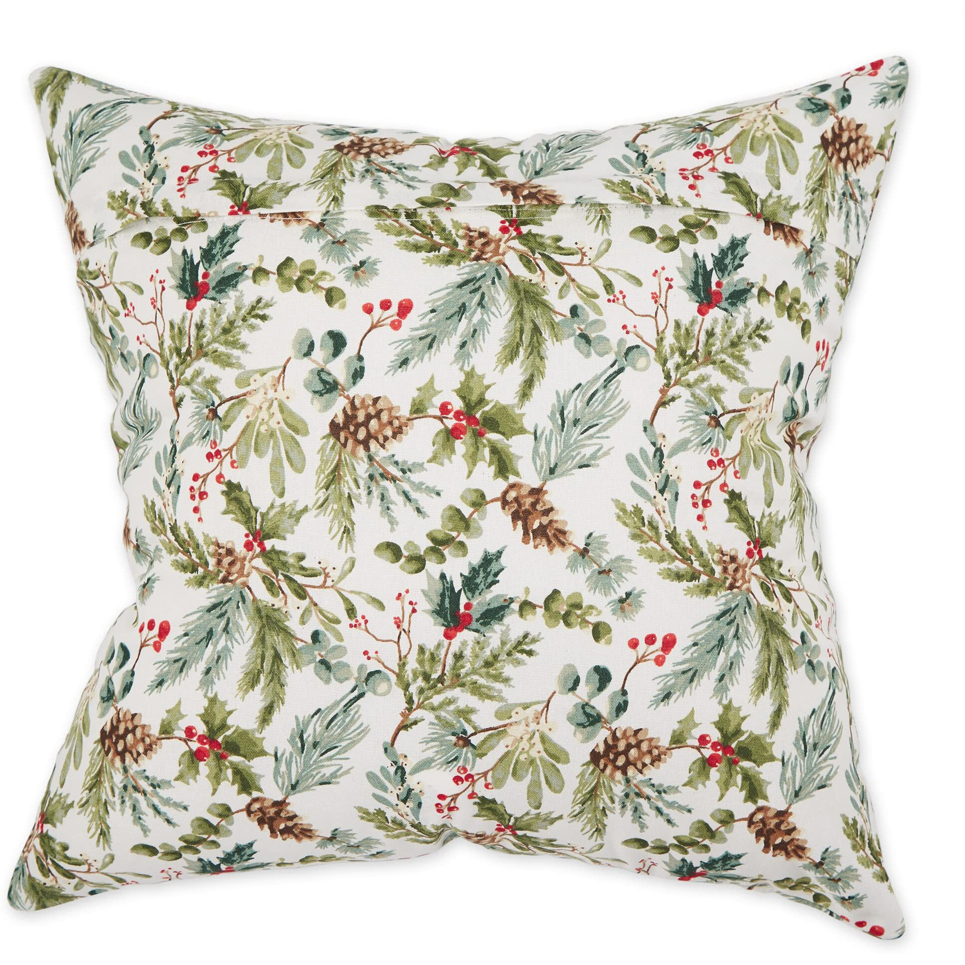 ASST HOLIDAY HOLLY PRINT AND STRIPE PILLOW COVER 18x18 SET/4
