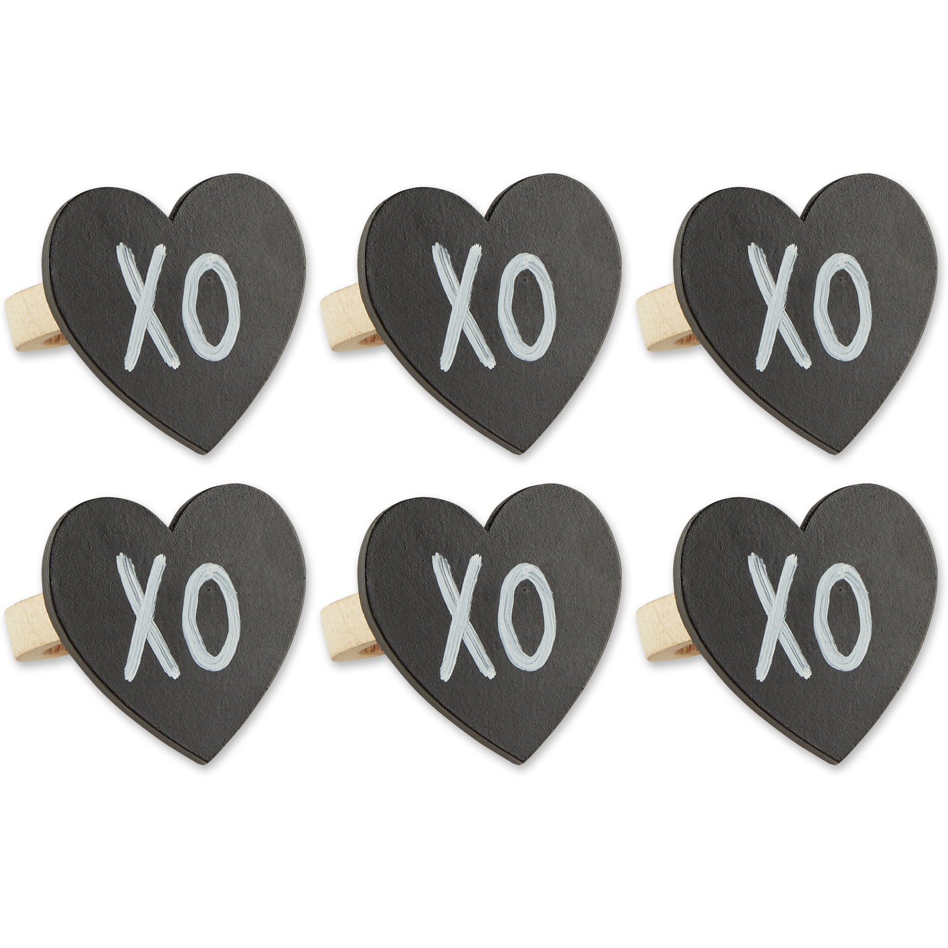 HEART CHALKBOARD NAPKIN RING SET/6