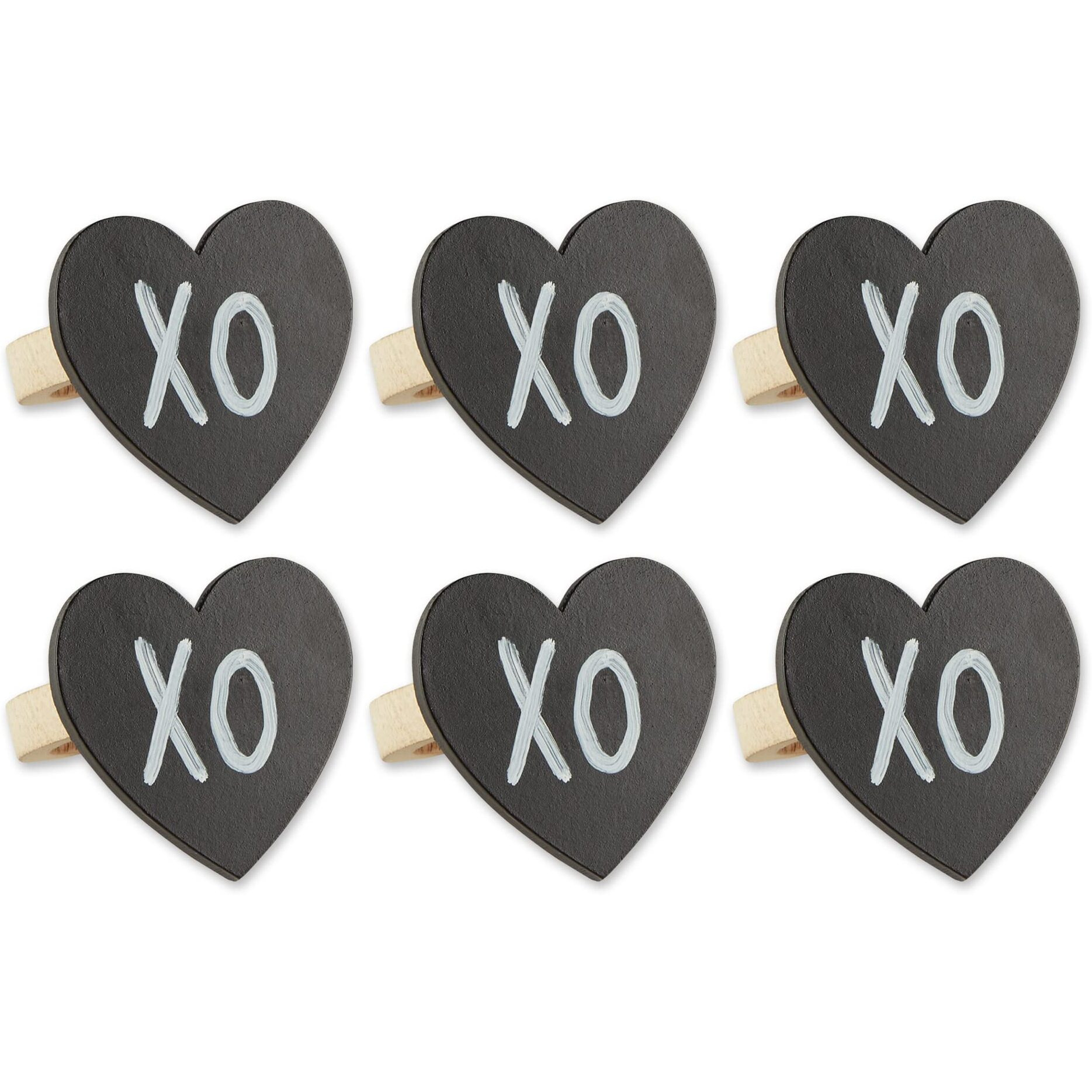 HEART CHALKBOARD NAPKIN RING SET/6