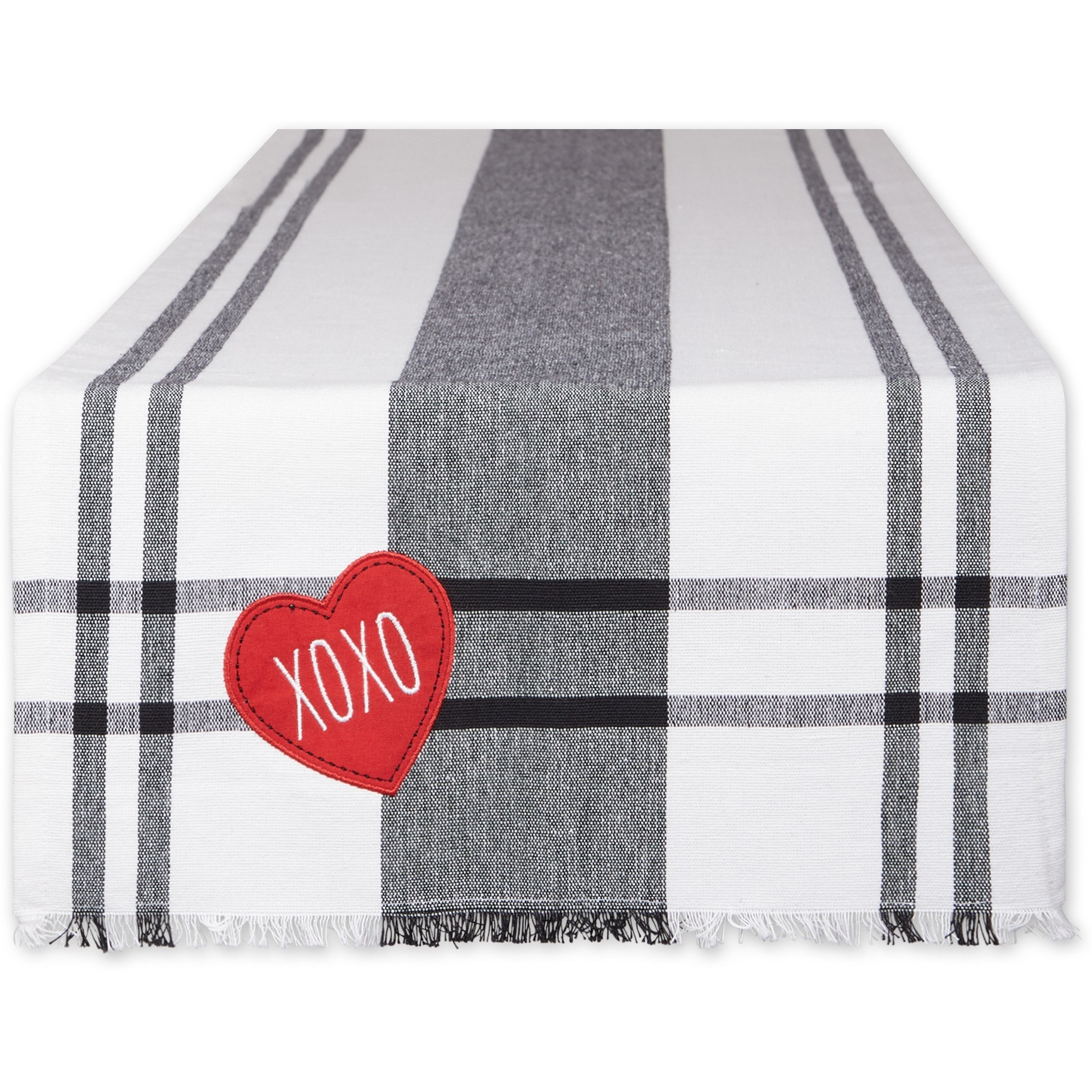 HEART XOXO PLAID TABLE RUNNER 14x72