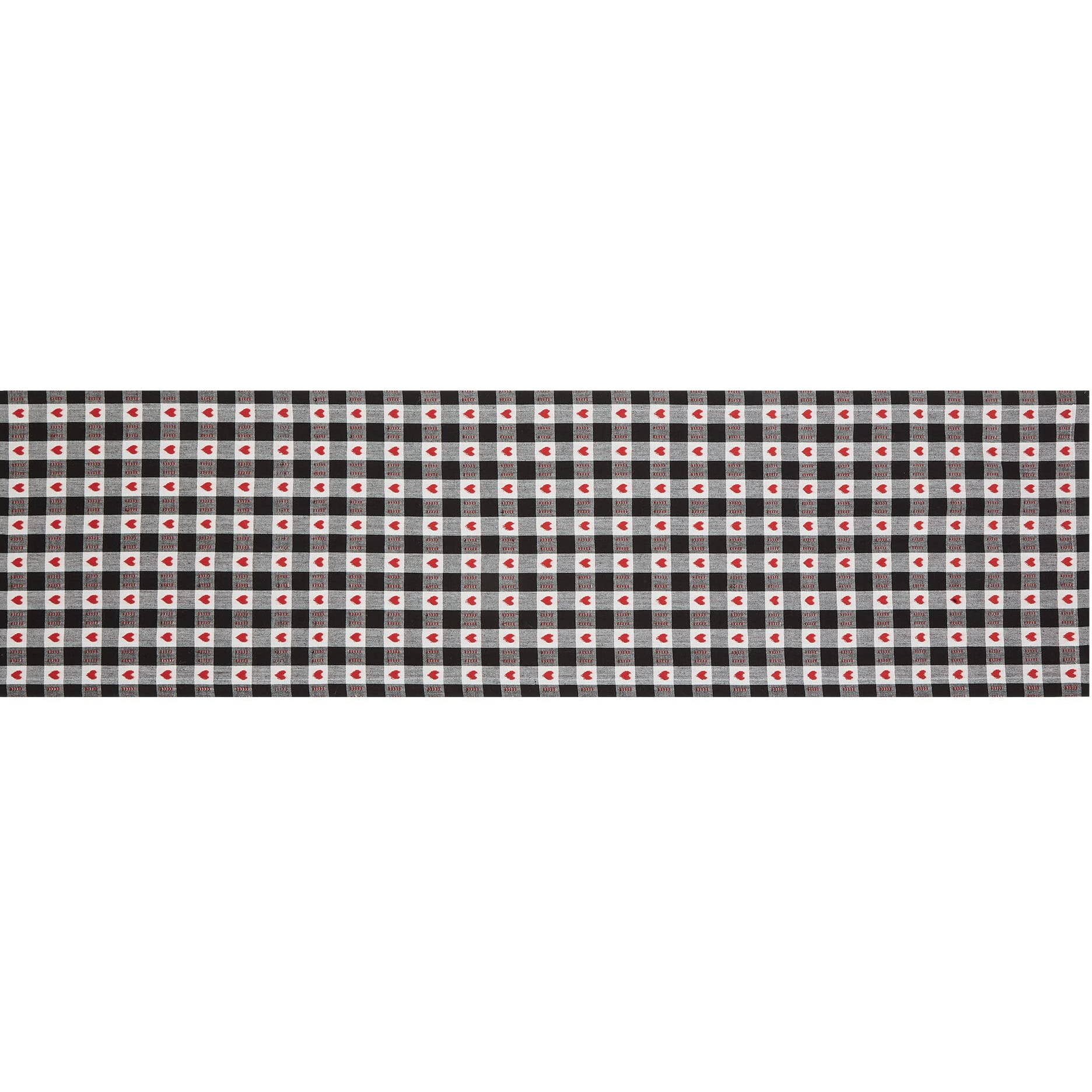 HEARTS DOBBY CHECK TABLE RUNNER 14x72