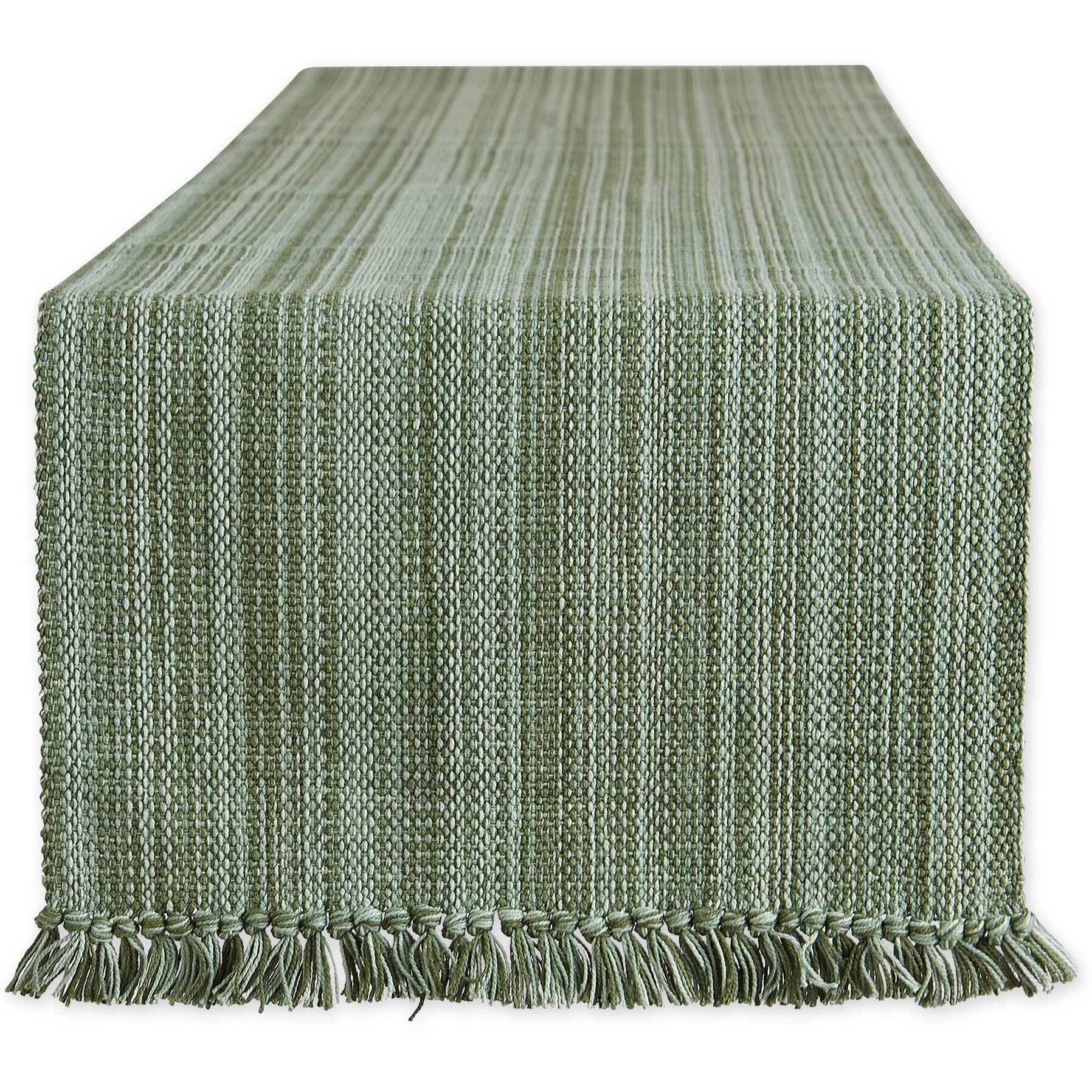 ARTICHOKE VARIEGATED FRINGE TABLE RUNNER 13x108
