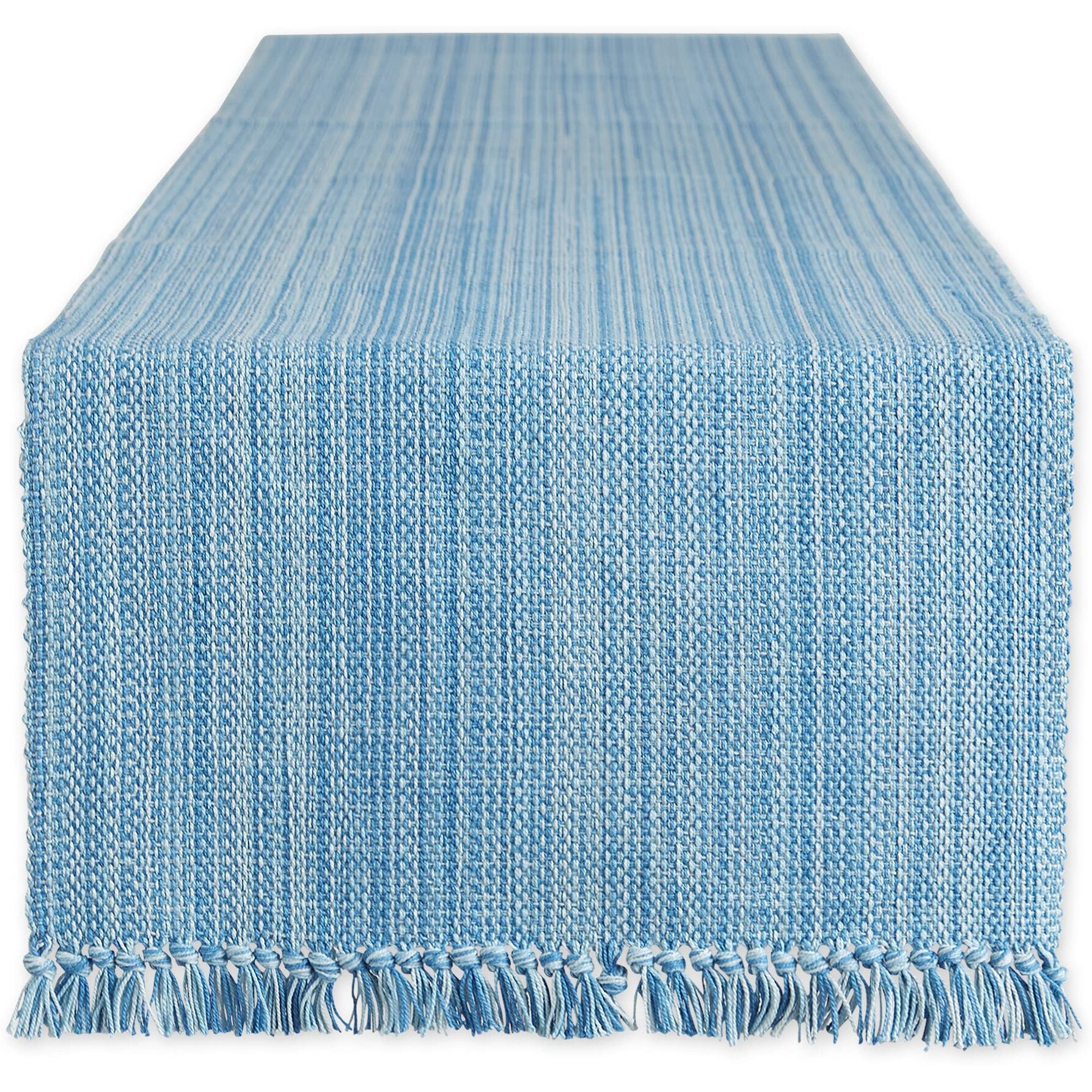 LIGHT BLUE VARIEGATED FRINGE TABLE RUNNER 13x108