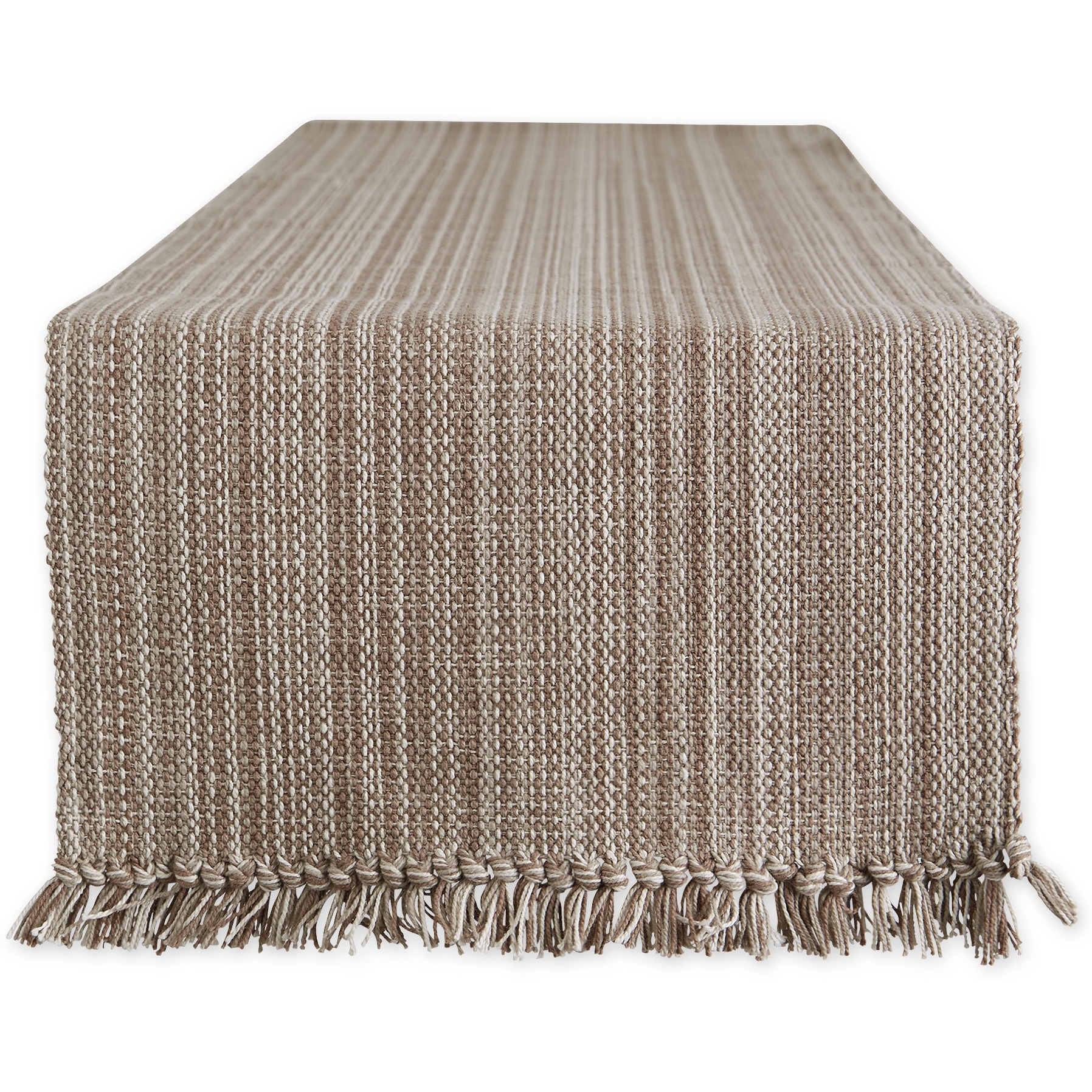 MUSHROOM VARIEGATED FRINGE TABLE RUNNER 13x108