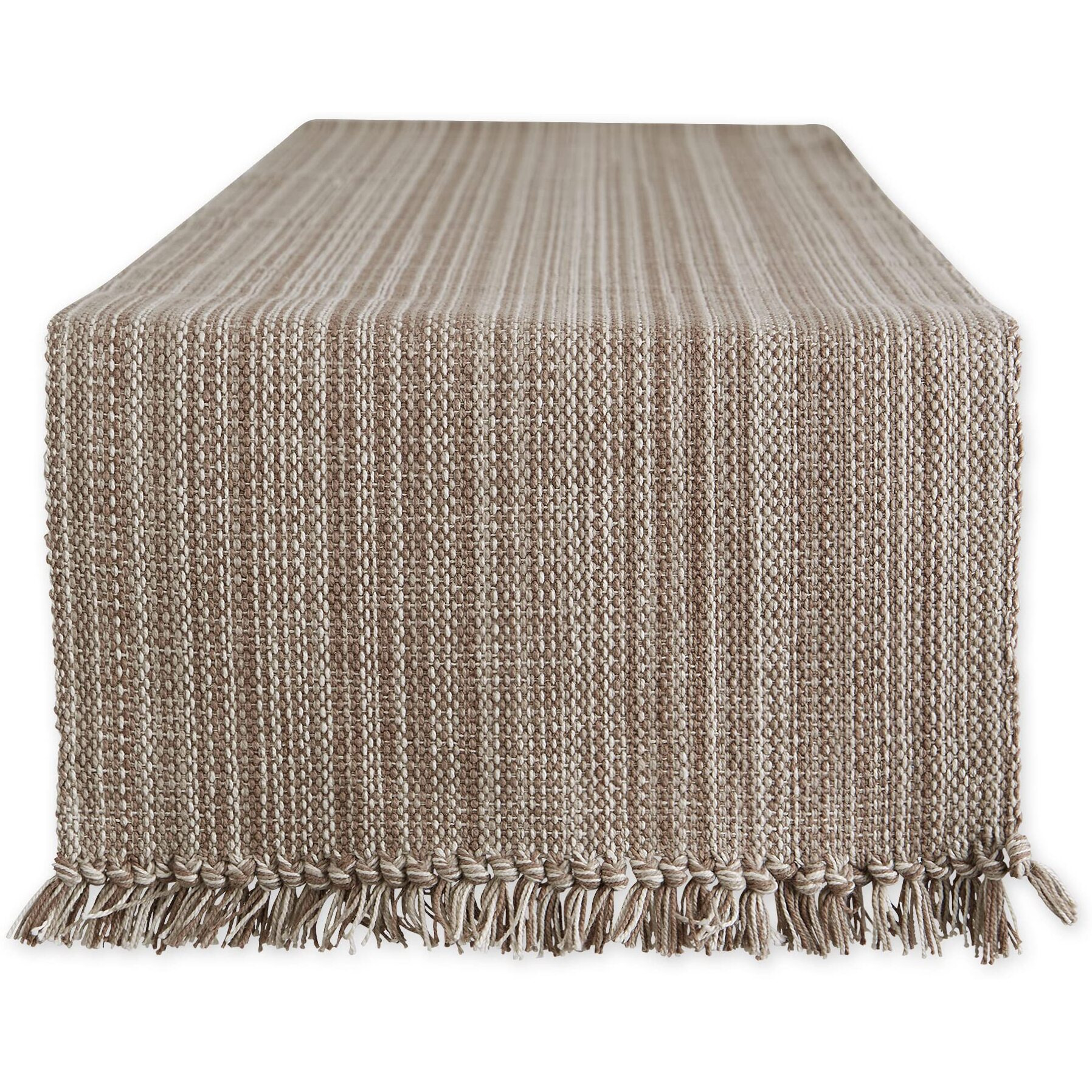MUSHROOM VARIEGATED FRINGE TABLE RUNNER 13x108