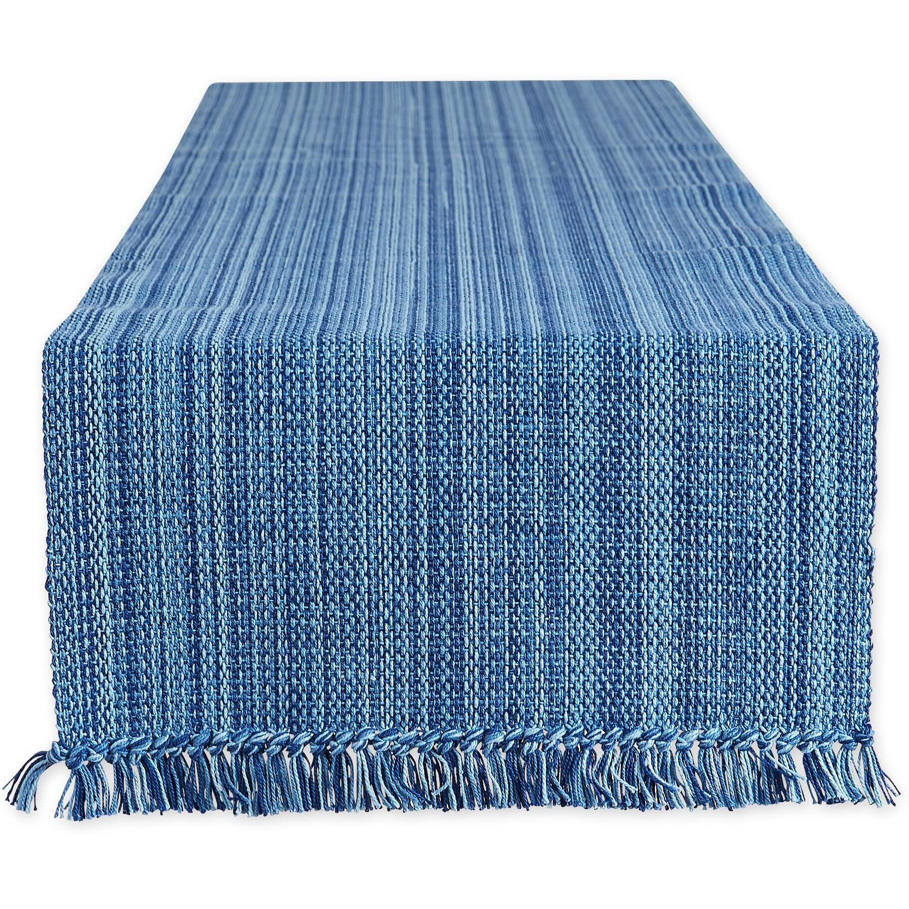 NAUTICAL BLUE VARIEGATED FRINGE TABLE RUNNER 13x108