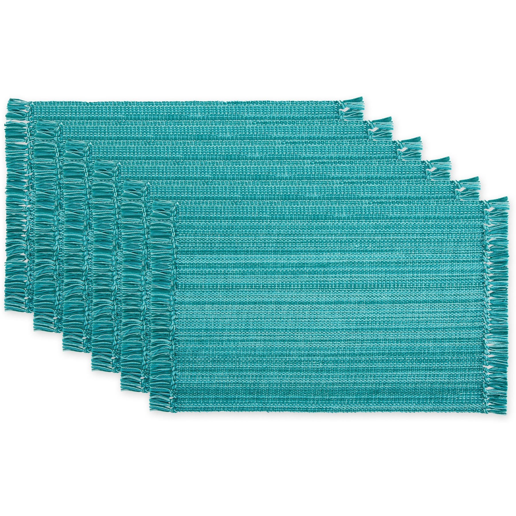 TEAL VARIEGATED FRINGE PLACEMAT SET/6