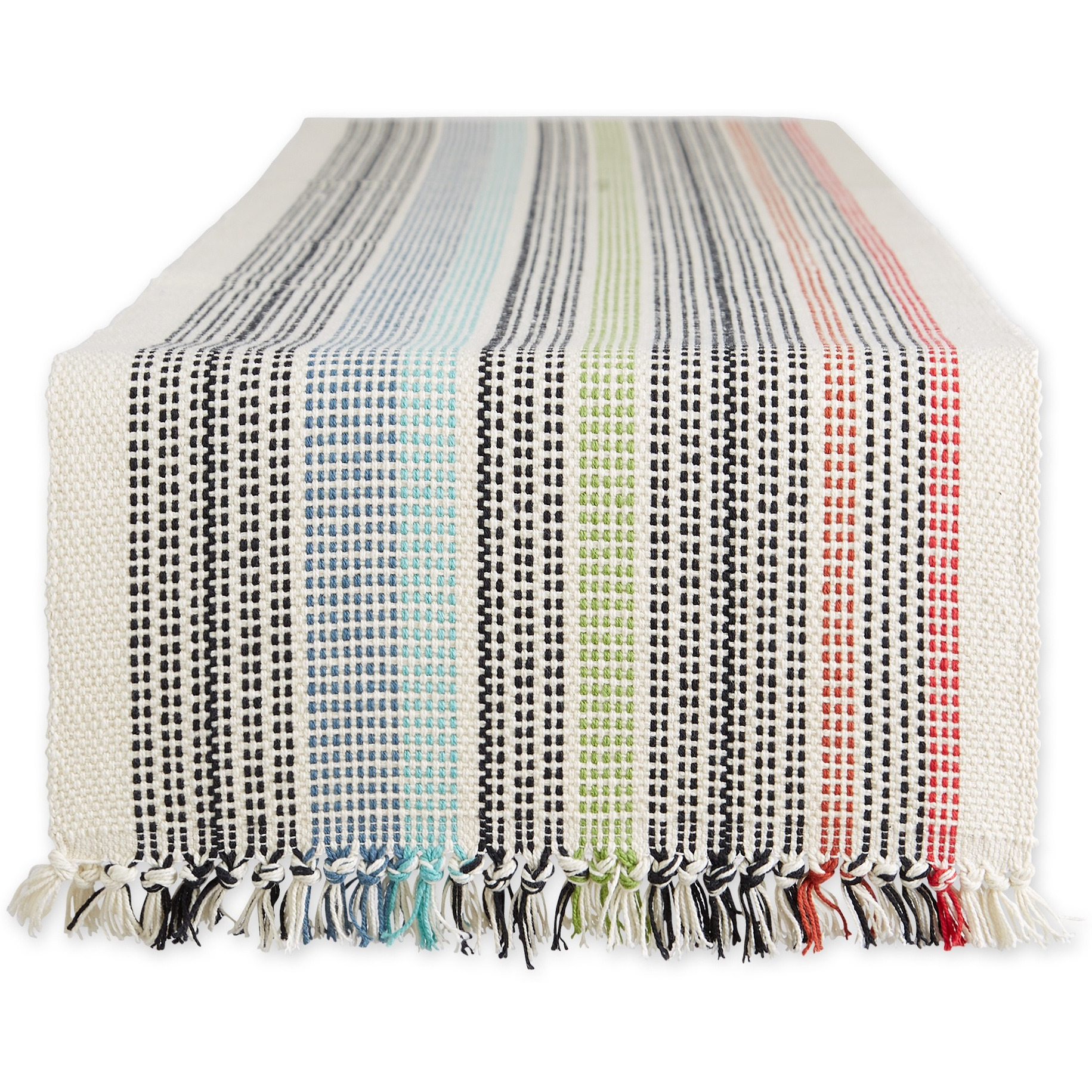 VARIEGATED MEDITERRANEAN FRINGE TABLE RUNNER 13x72