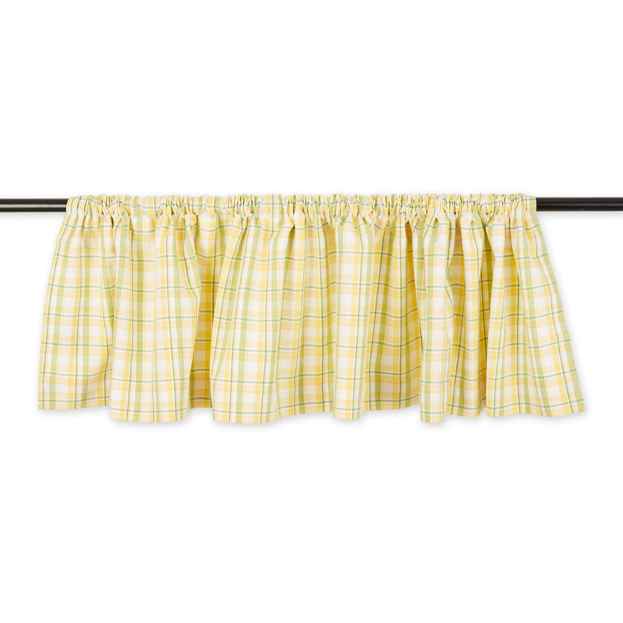 LEMON FRESH PLAID WINDOW VALANCE 72x14
