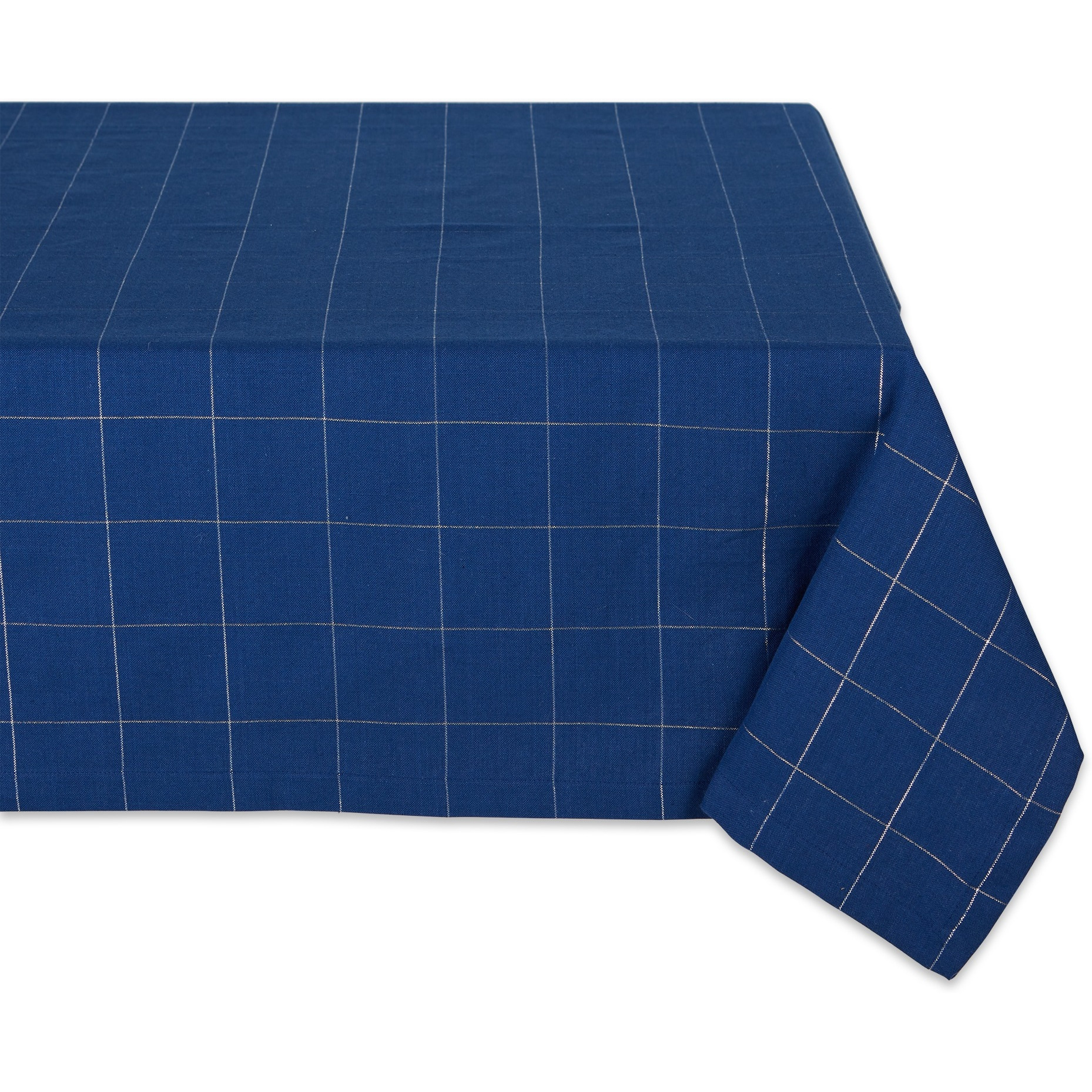 BLUE METALLIC WINDOWPANE TABLECLOTH 60x104