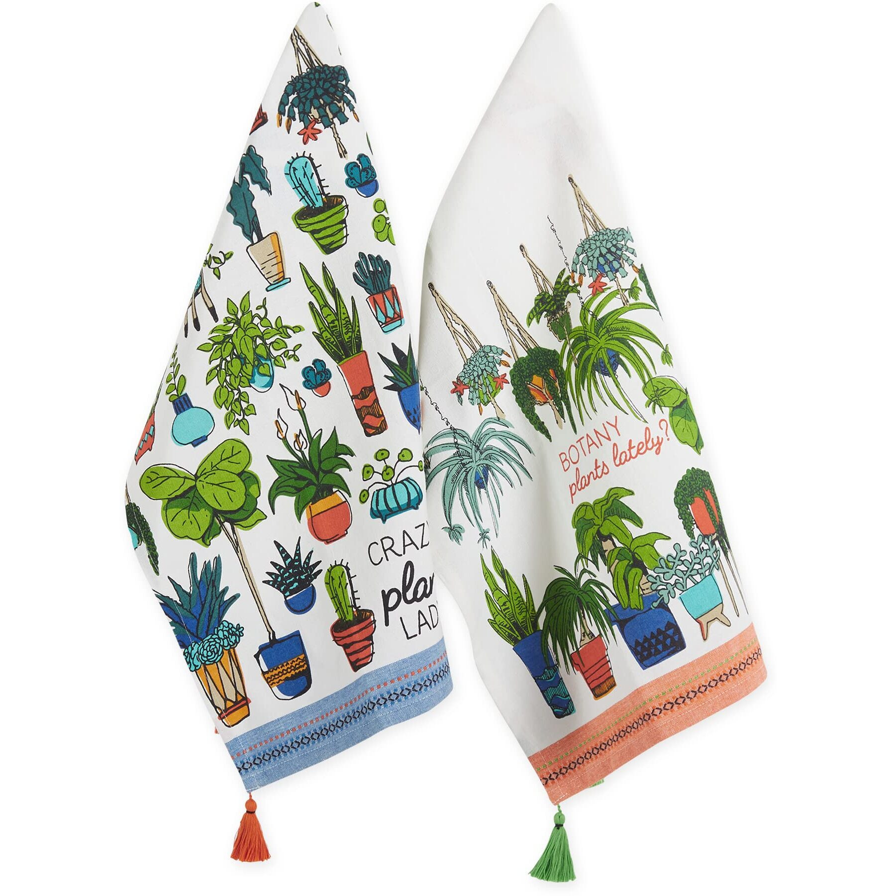 ASST CRAZY PLANT LADY PRINTED DISHTOWEL SET/2