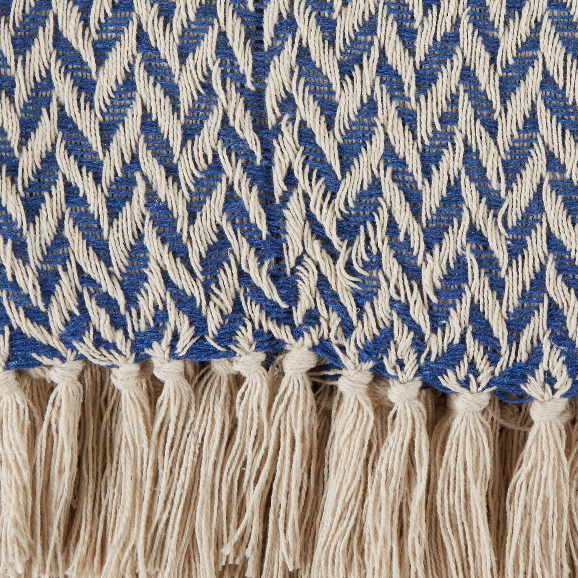 FRENCH BLUE ZIG-ZAG THROW