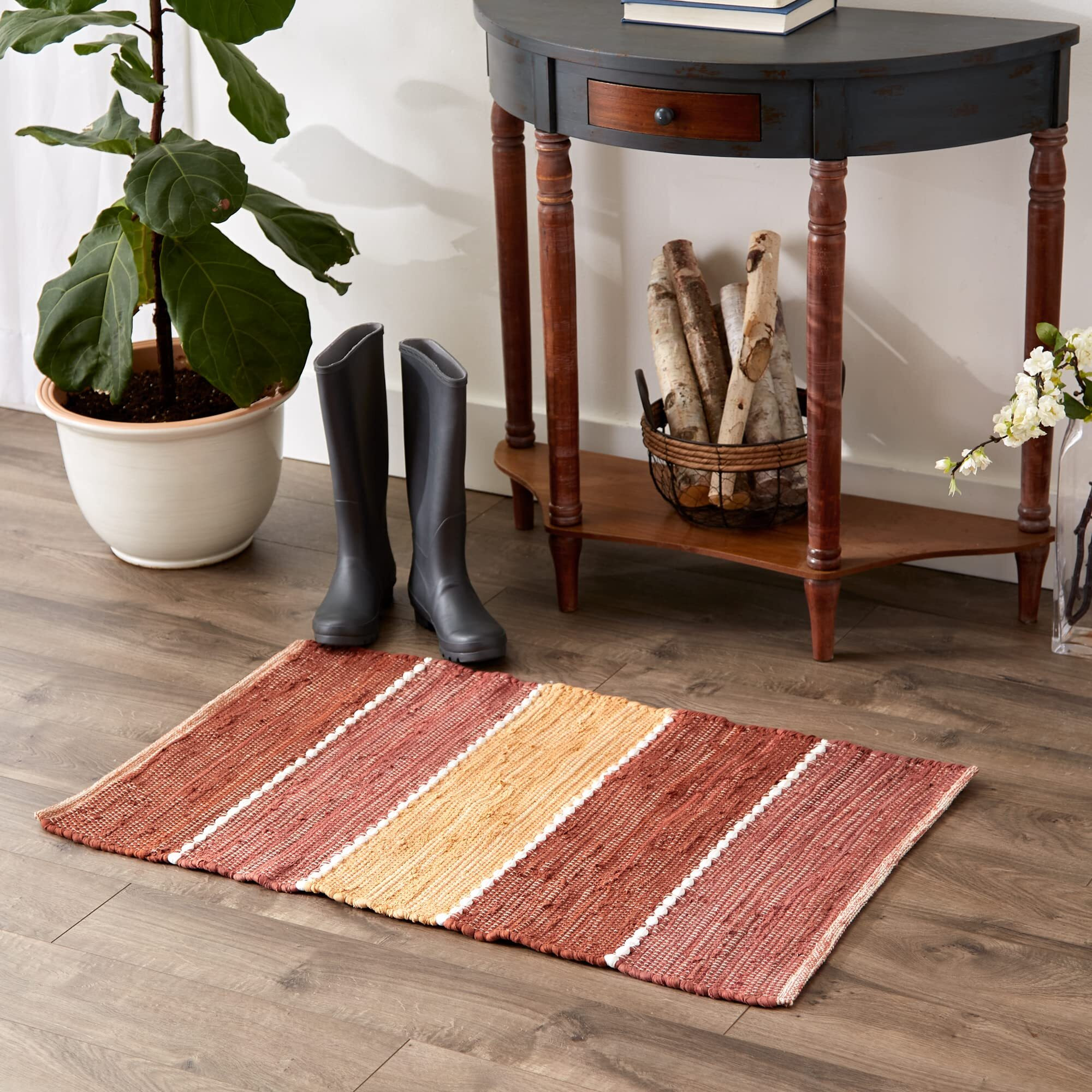 SPICE COLOR BLOCK COTTON CHINDI RUG 2x3FT